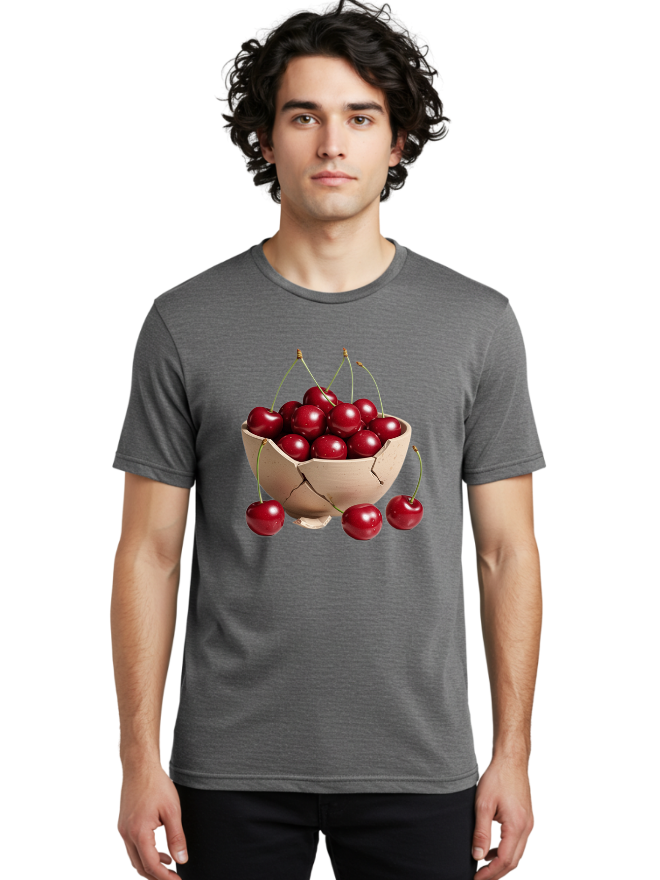Cherries-4 Men'S Graphic Tee, 100% Cotton, Comfortable Casual Summer Wear, Machine Washable, Vintage Camera, Old Camera, Antique Camera, Black Camera, Classic Photography, Photography Equipment, Nostalgic Device, Film Camera, Camera Art Bai657
