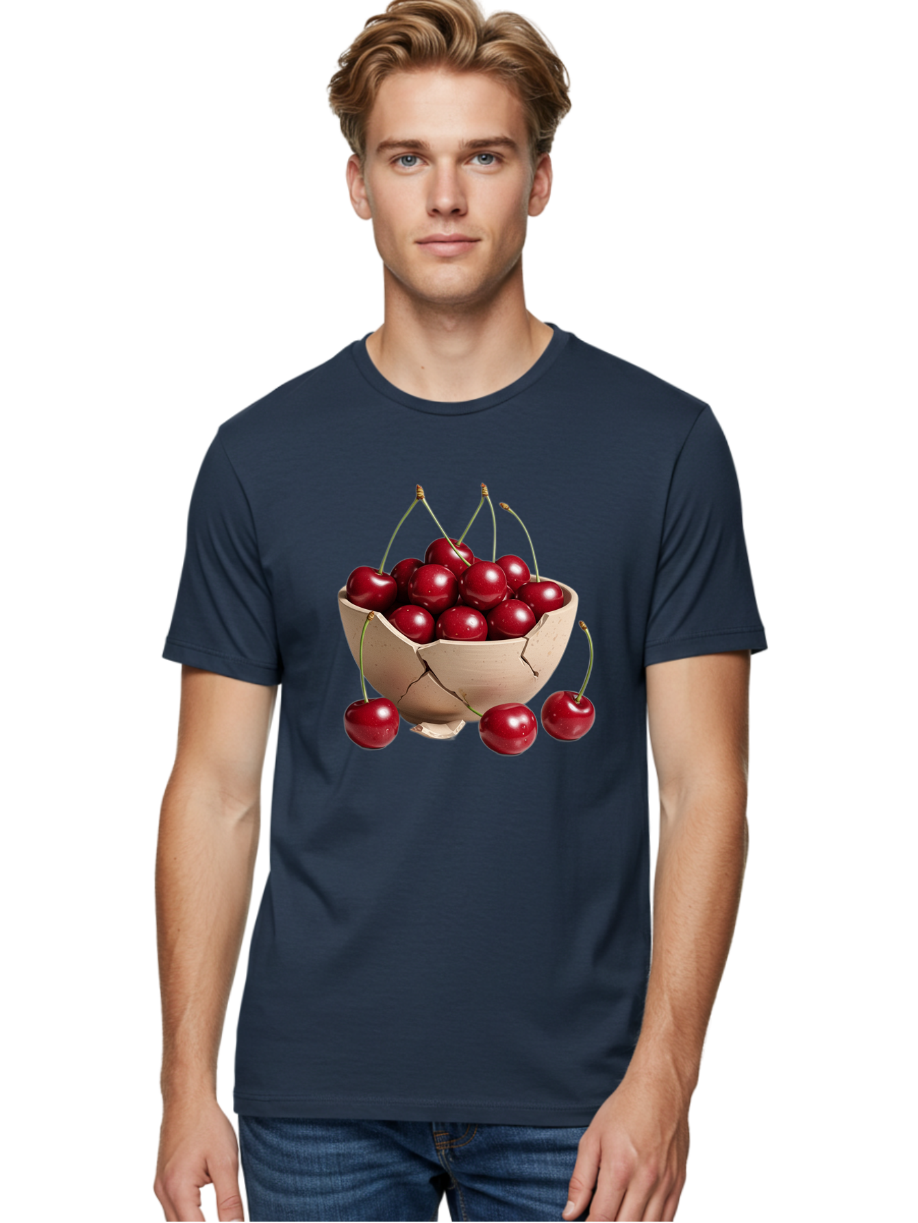 Cherries-4 Men'S Graphic Tee, 100% Cotton, Comfortable Casual Summer Wear, Machine Washable, Vintage Camera, Old Camera, Antique Camera, Black Camera, Classic Photography, Photography Equipment, Nostalgic Device, Film Camera, Camera Art Bai657