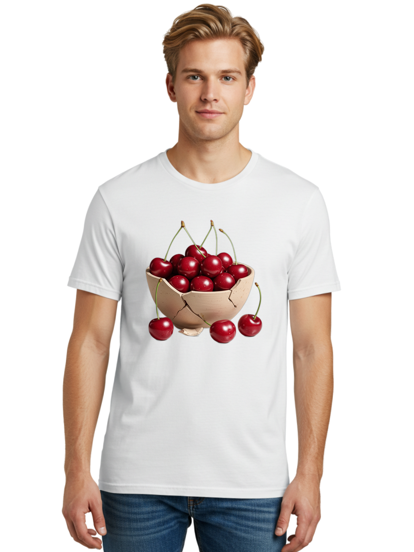 Cherries-4 Men'S Graphic Tee, 100% Cotton, Comfortable Casual Summer Wear, Machine Washable, Vintage Camera, Old Camera, Antique Camera, Black Camera, Classic Photography, Photography Equipment, Nostalgic Device, Film Camera, Camera Art Bai657