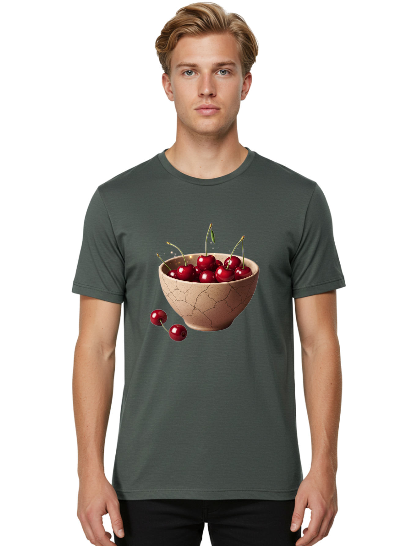 Cherries-5 Men'S Graphic Tee, 100% Cotton, Comfortable Casual Summer Wear, Machine Washable, Vintage Camera, Old Camera, Antique Camera, Black Camera, Classic Photography, Photography Equipment, Nostalgic Device, Film Camera, Camera Art Bai658