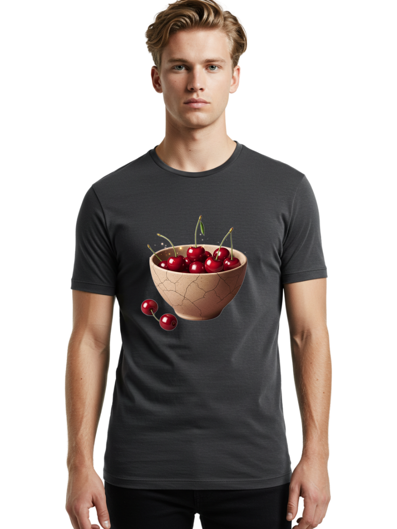 Cherries-5 Men'S Graphic Tee, 100% Cotton, Comfortable Casual Summer Wear, Machine Washable, Vintage Camera, Old Camera, Antique Camera, Black Camera, Classic Photography, Photography Equipment, Nostalgic Device, Film Camera, Camera Art Bai658