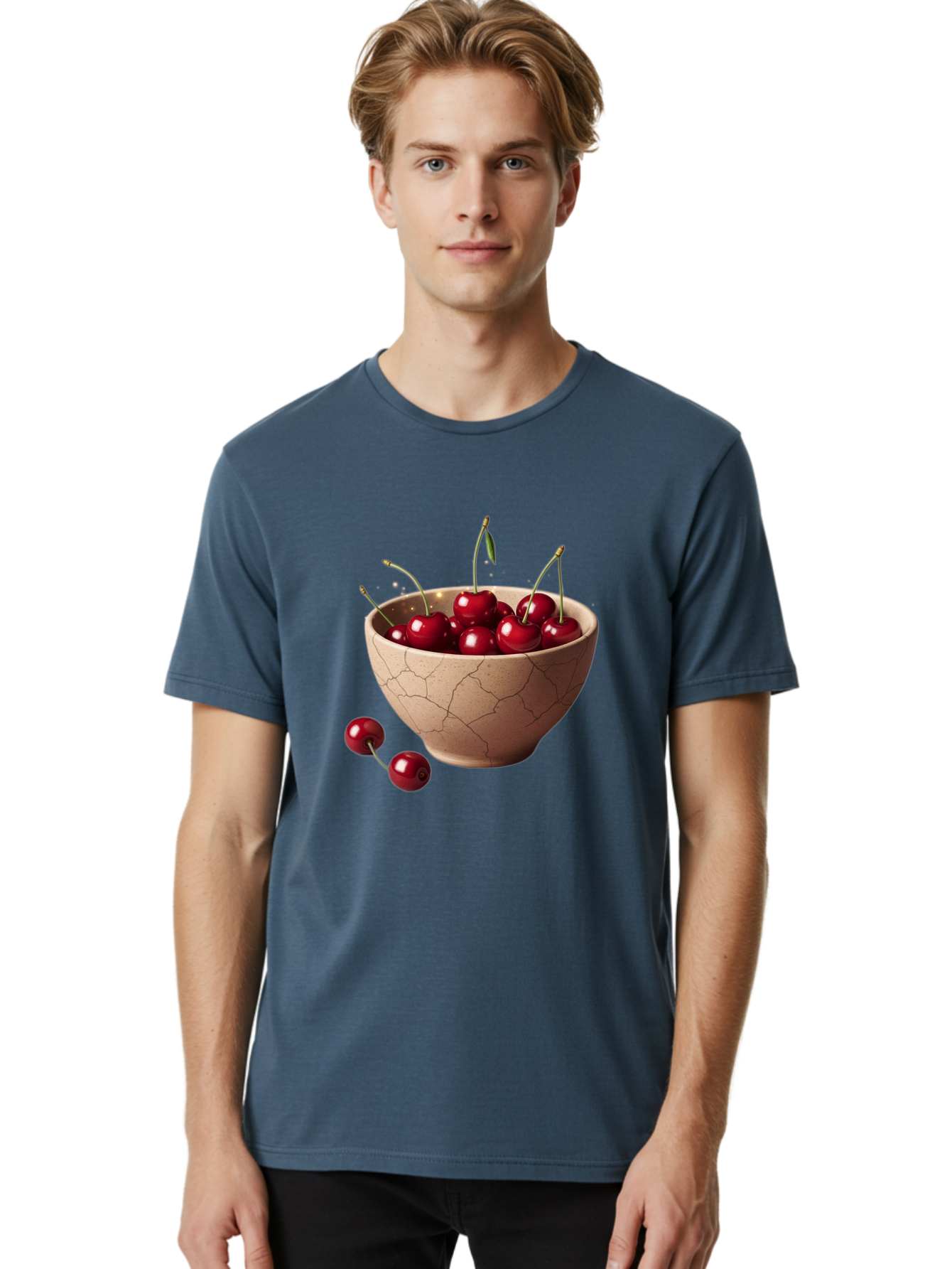 Cherries-5 Men'S Graphic Tee, 100% Cotton, Comfortable Casual Summer Wear, Machine Washable, Vintage Camera, Old Camera, Antique Camera, Black Camera, Classic Photography, Photography Equipment, Nostalgic Device, Film Camera, Camera Art Bai658