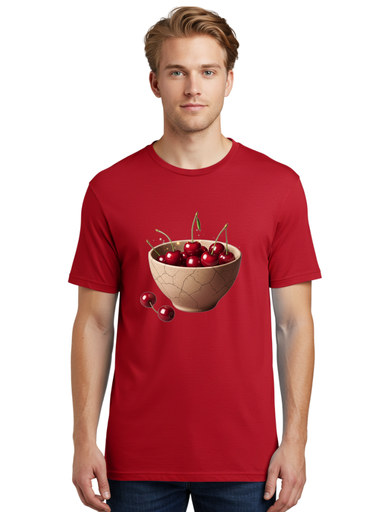 Cherries-5 Men'S Graphic Tee, 100% Cotton, Comfortable Casual Summer Wear, Machine Washable, Vintage Camera, Old Camera, Antique Camera, Black Camera, Classic Photography, Photography Equipment, Nostalgic Device, Film Camera, Camera Art Bai658