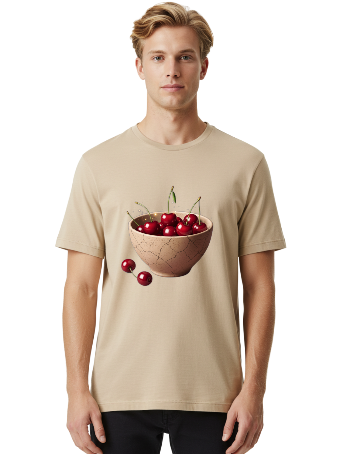 Cherries-5 Men'S Graphic Tee, 100% Cotton, Comfortable Casual Summer Wear, Machine Washable, Vintage Camera, Old Camera, Antique Camera, Black Camera, Classic Photography, Photography Equipment, Nostalgic Device, Film Camera, Camera Art Bai658