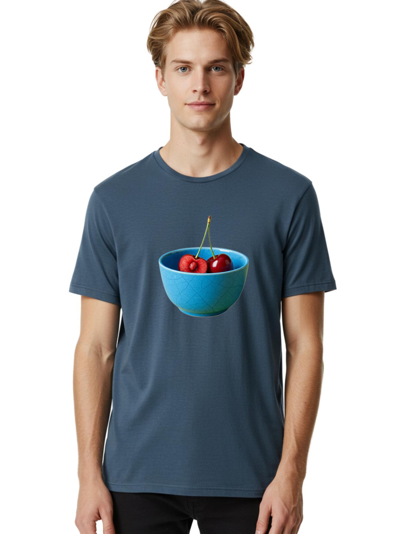 Cherries-Bowl-1 Men'S Graphic Tee, 100% Cotton, Comfortable Casual Summer Wear, Machine Washable, Vintage Camera, Old Camera, Antique Camera, Black Camera, Classic Photography, Photography Equipment, Nostalgic Device, Film Camera, Camera Art Bai659