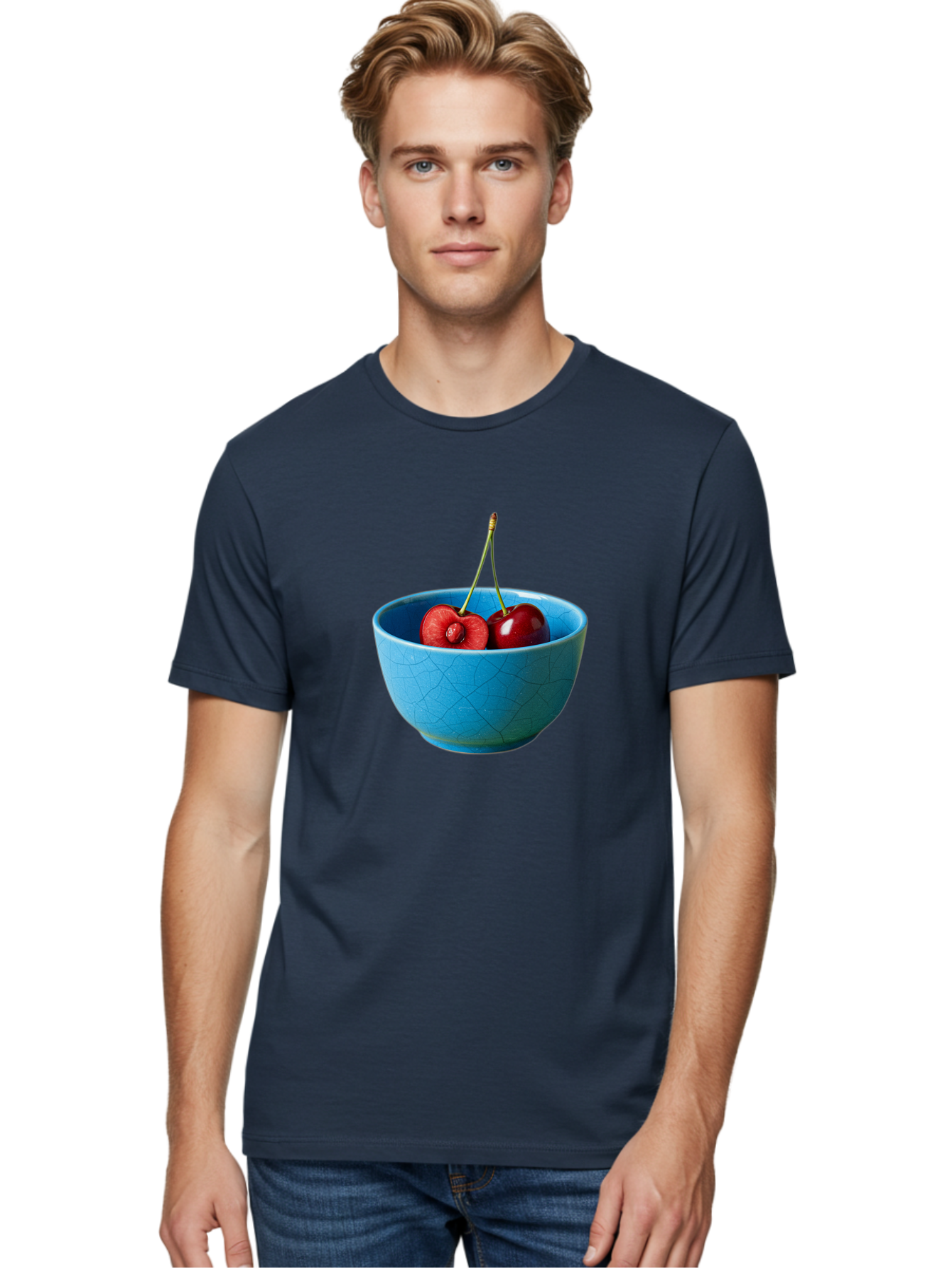 Cherries-Bowl-1 Men'S Graphic Tee, 100% Cotton, Comfortable Casual Summer Wear, Machine Washable, Vintage Camera, Old Camera, Antique Camera, Black Camera, Classic Photography, Photography Equipment, Nostalgic Device, Film Camera, Camera Art Bai659