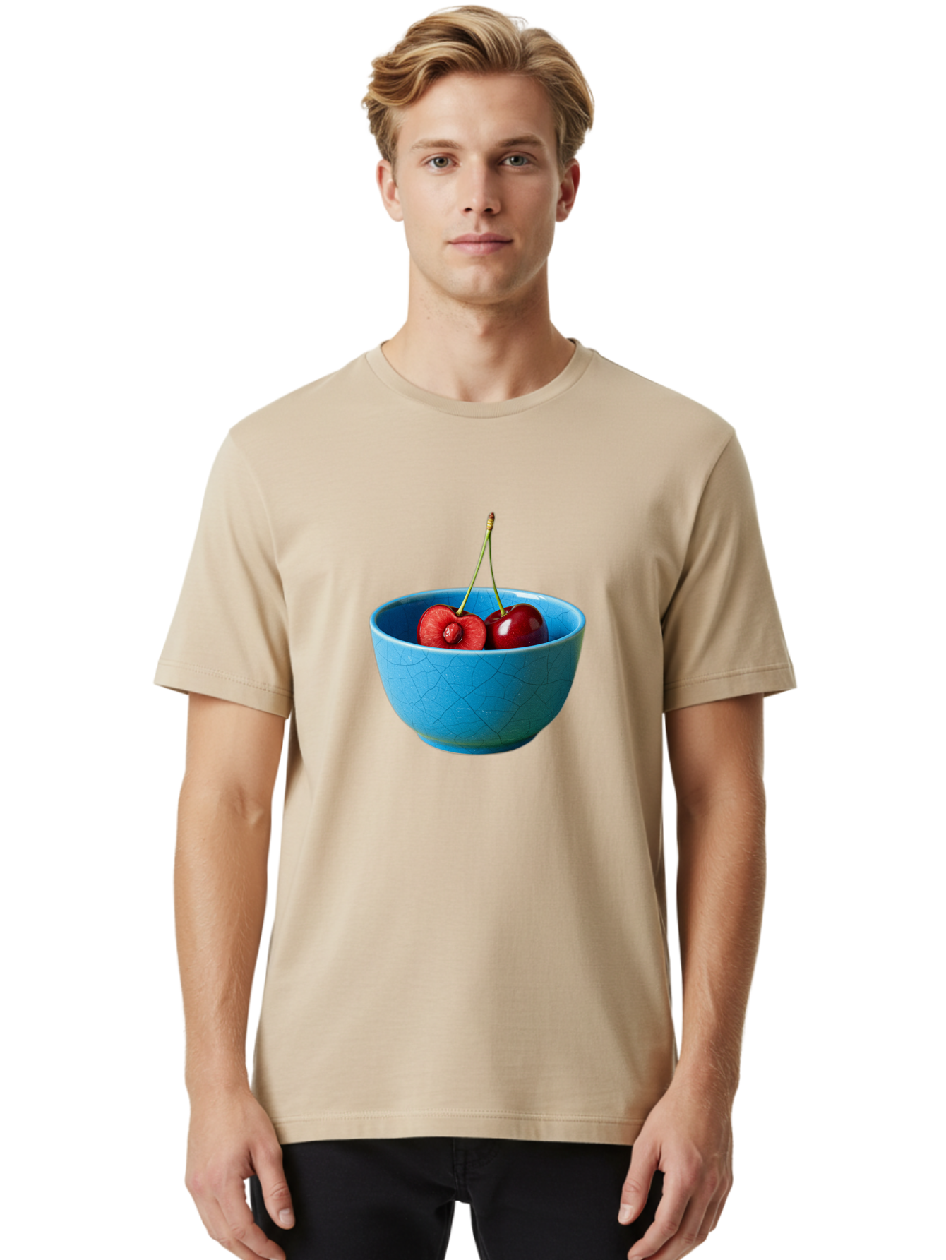 Cherries-Bowl-1 Men'S Graphic Tee, 100% Cotton, Comfortable Casual Summer Wear, Machine Washable, Vintage Camera, Old Camera, Antique Camera, Black Camera, Classic Photography, Photography Equipment, Nostalgic Device, Film Camera, Camera Art Bai659