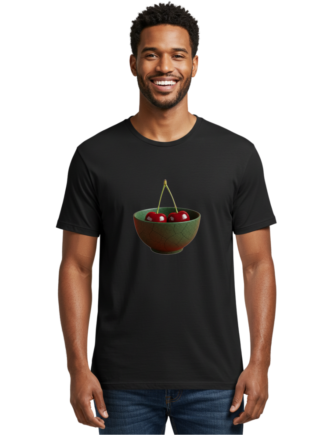 Cherries-Bowl Men'S Graphic Tee, 100% Cotton, Comfortable Casual Summer Wear, Machine Washable, Vintage Camera, Old Camera, Antique Camera, Black Camera, Classic Photography, Photography Equipment, Nostalgic Device, Film Camera, Camera Art Bai661