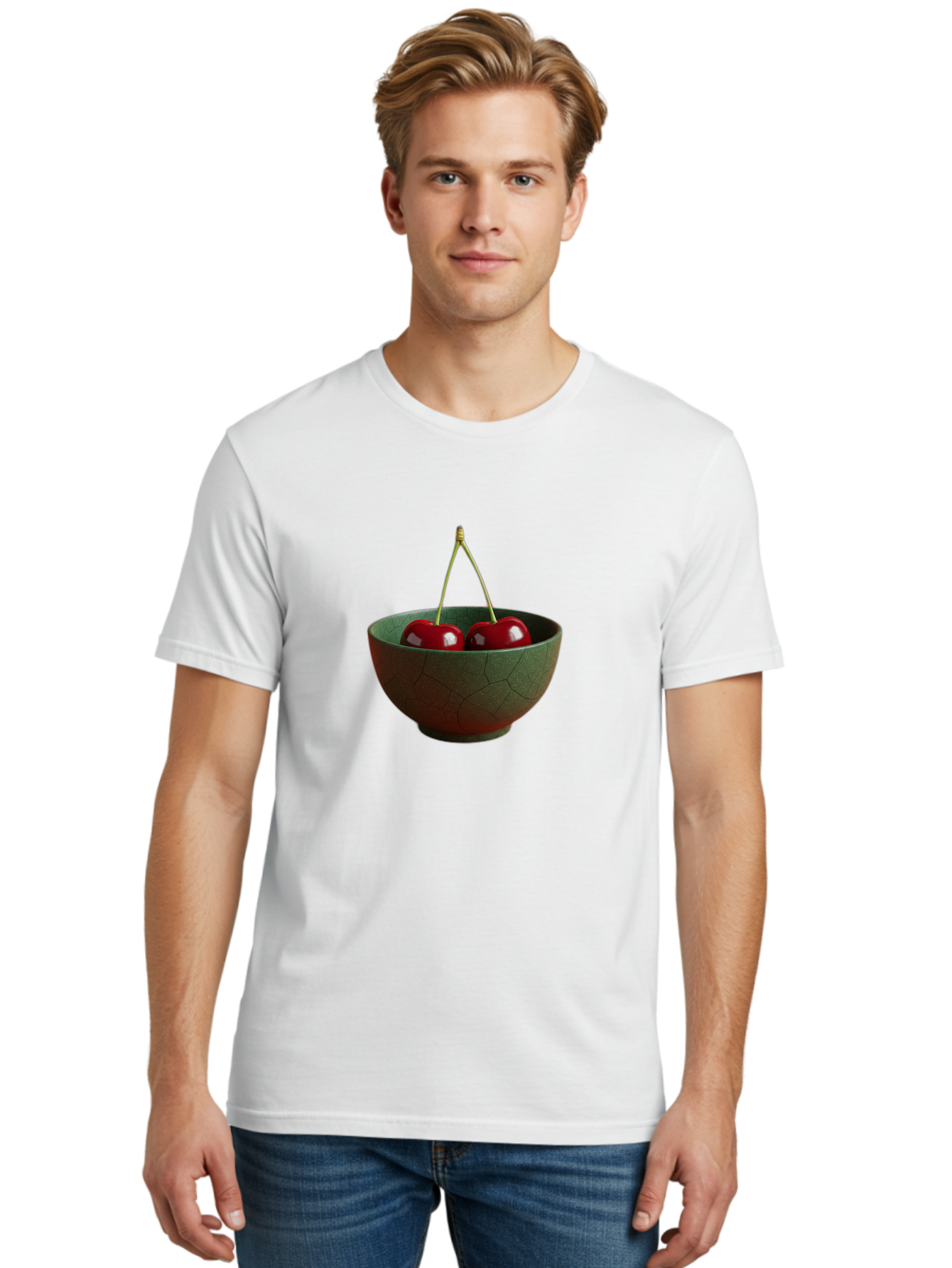 Cherries-Bowl Men'S Graphic Tee, 100% Cotton, Comfortable Casual Summer Wear, Machine Washable, Vintage Camera, Old Camera, Antique Camera, Black Camera, Classic Photography, Photography Equipment, Nostalgic Device, Film Camera, Camera Art Bai661