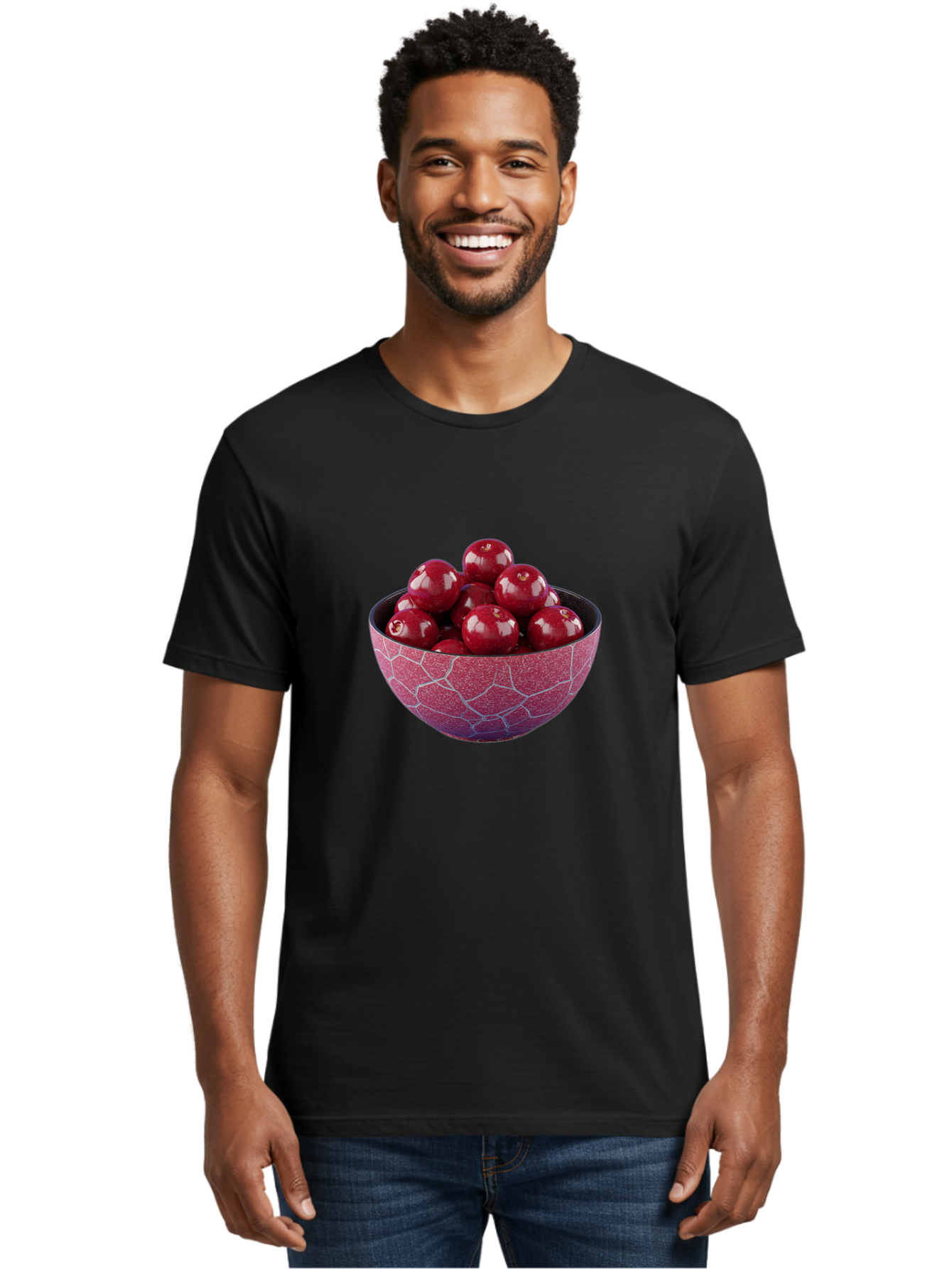 Cherries-In-A-Bowl-1 Men'S Graphic Tee, 100% Cotton, Comfortable Casual Summer Wear, Machine Washable, Vintage Camera, Old Camera, Antique Camera, Black Camera, Classic Photography, Photography Equipment, Nostalgic Device, Film Camera, Bai663