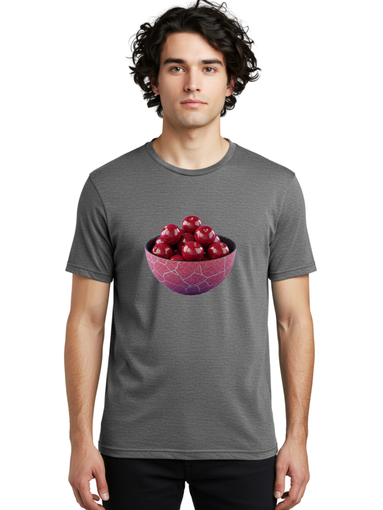 Cherries-In-A-Bowl-1 Men'S Graphic Tee, 100% Cotton, Comfortable Casual Summer Wear, Machine Washable, Vintage Camera, Old Camera, Antique Camera, Black Camera, Classic Photography, Photography Equipment, Nostalgic Device, Film Camera, Bai663
