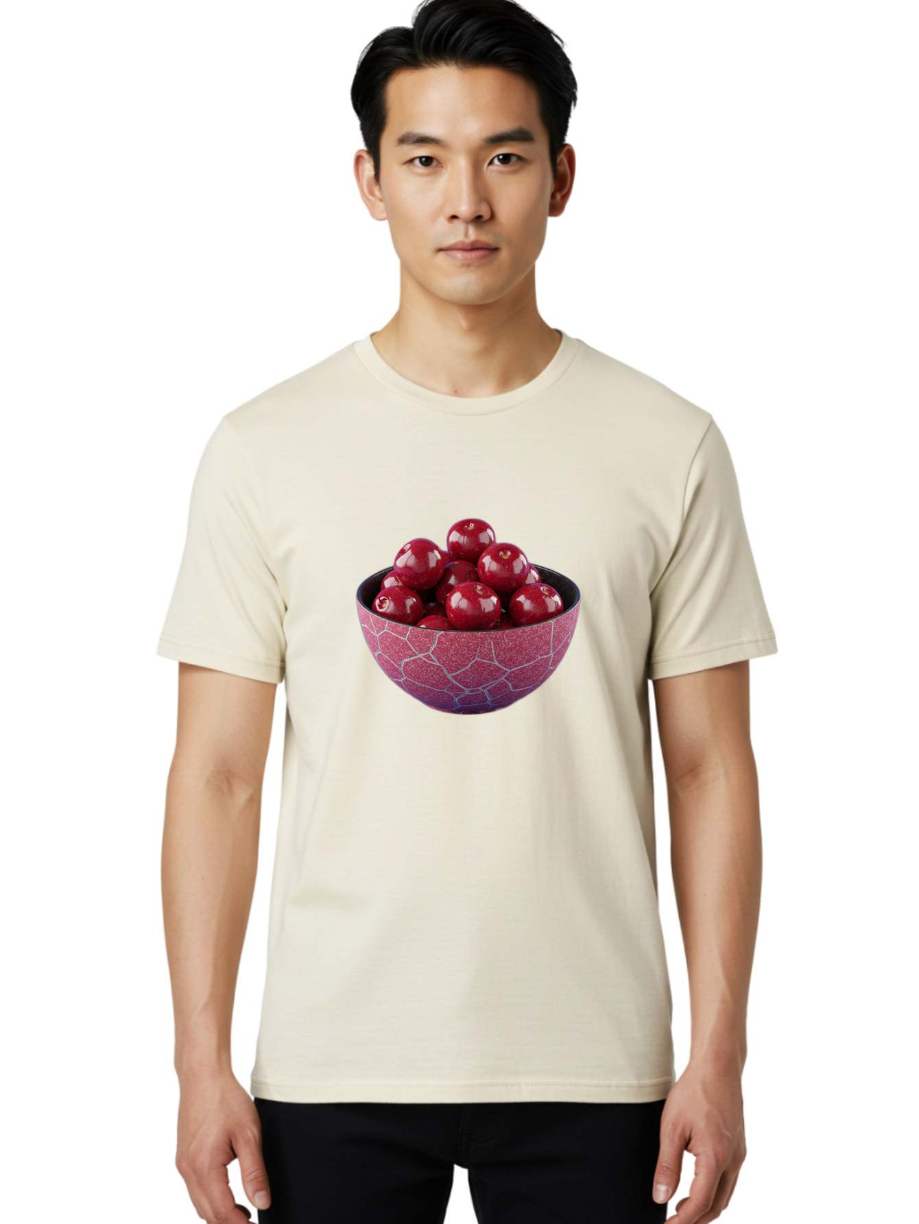 Cherries-In-A-Bowl-1 Men'S Graphic Tee, 100% Cotton, Comfortable Casual Summer Wear, Machine Washable, Vintage Camera, Old Camera, Antique Camera, Black Camera, Classic Photography, Photography Equipment, Nostalgic Device, Film Camera, Bai663