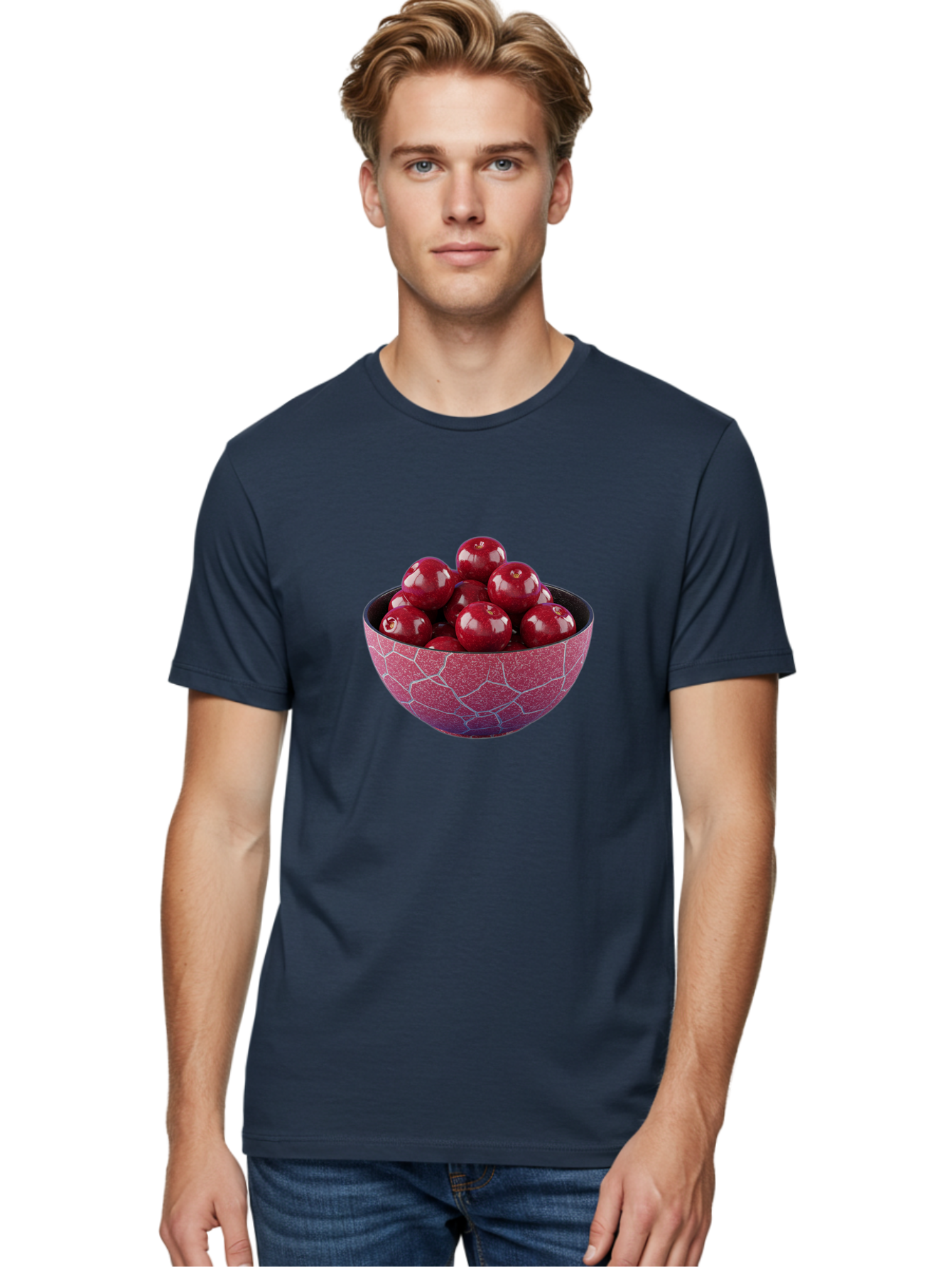 Cherries-In-A-Bowl-1 Men'S Graphic Tee, 100% Cotton, Comfortable Casual Summer Wear, Machine Washable, Vintage Camera, Old Camera, Antique Camera, Black Camera, Classic Photography, Photography Equipment, Nostalgic Device, Film Camera, Bai663