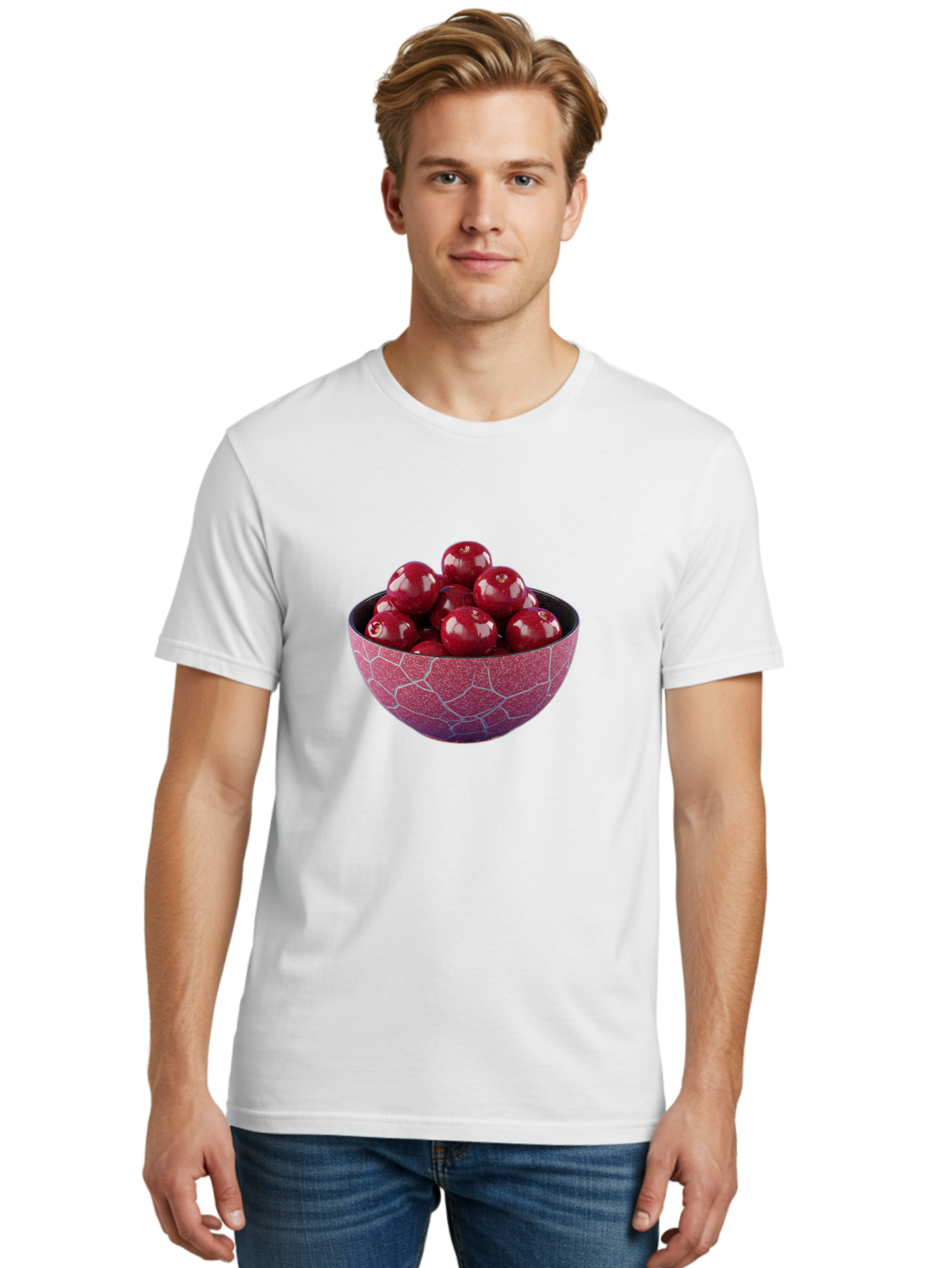 Cherries-In-A-Bowl-1 Men'S Graphic Tee, 100% Cotton, Comfortable Casual Summer Wear, Machine Washable, Vintage Camera, Old Camera, Antique Camera, Black Camera, Classic Photography, Photography Equipment, Nostalgic Device, Film Camera, Bai663