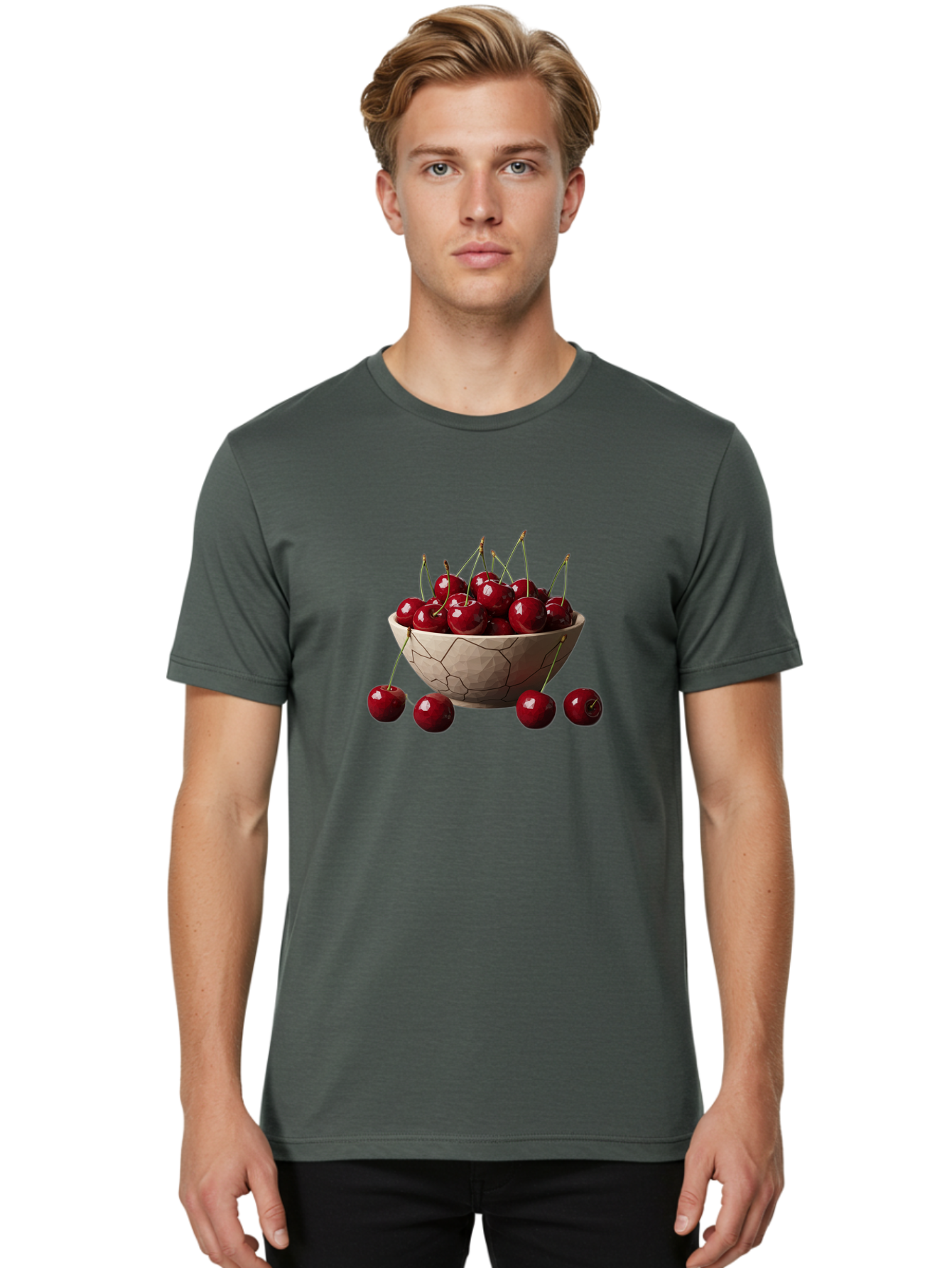 Cherries-In-A-Bowl-2 Men'S Graphic Tee, 100% Cotton, Comfortable Casual Summer Wear, Machine Washable, Vintage Camera, Old Camera, Antique Camera, Black Camera, Classic Photography, Photography Equipment, Nostalgic Device, Film Camera, Bai664