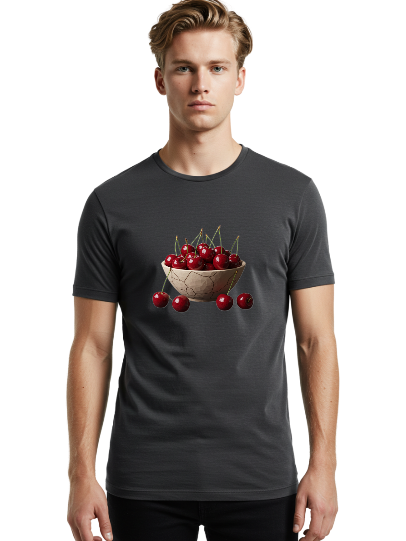 Cherries-In-A-Bowl-2 Men'S Graphic Tee, 100% Cotton, Comfortable Casual Summer Wear, Machine Washable, Vintage Camera, Old Camera, Antique Camera, Black Camera, Classic Photography, Photography Equipment, Nostalgic Device, Film Camera, Bai664