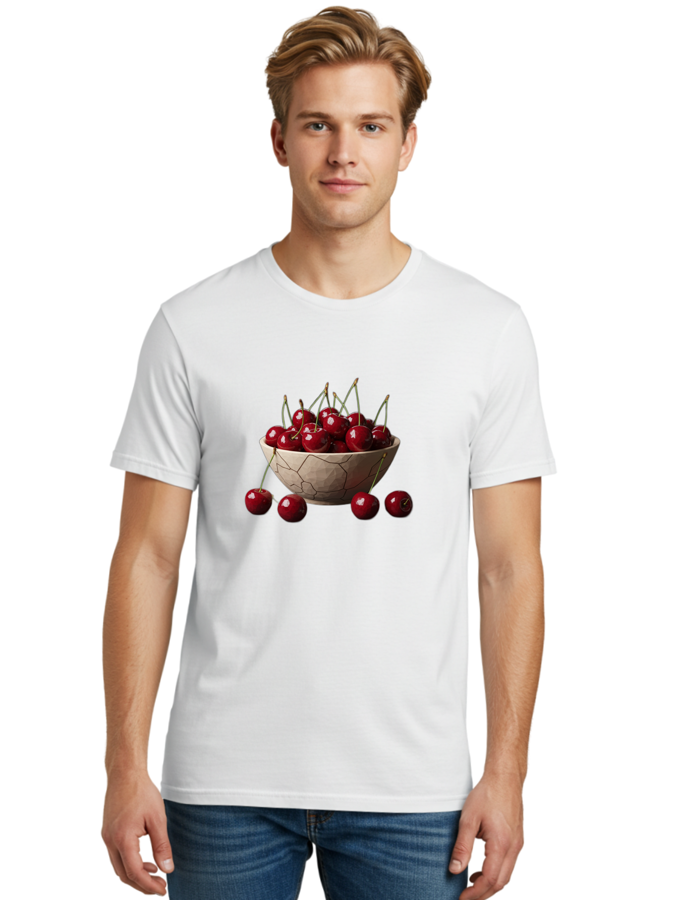 Cherries-In-A-Bowl-2 Men'S Graphic Tee, 100% Cotton, Comfortable Casual Summer Wear, Machine Washable, Vintage Camera, Old Camera, Antique Camera, Black Camera, Classic Photography, Photography Equipment, Nostalgic Device, Film Camera, Bai664