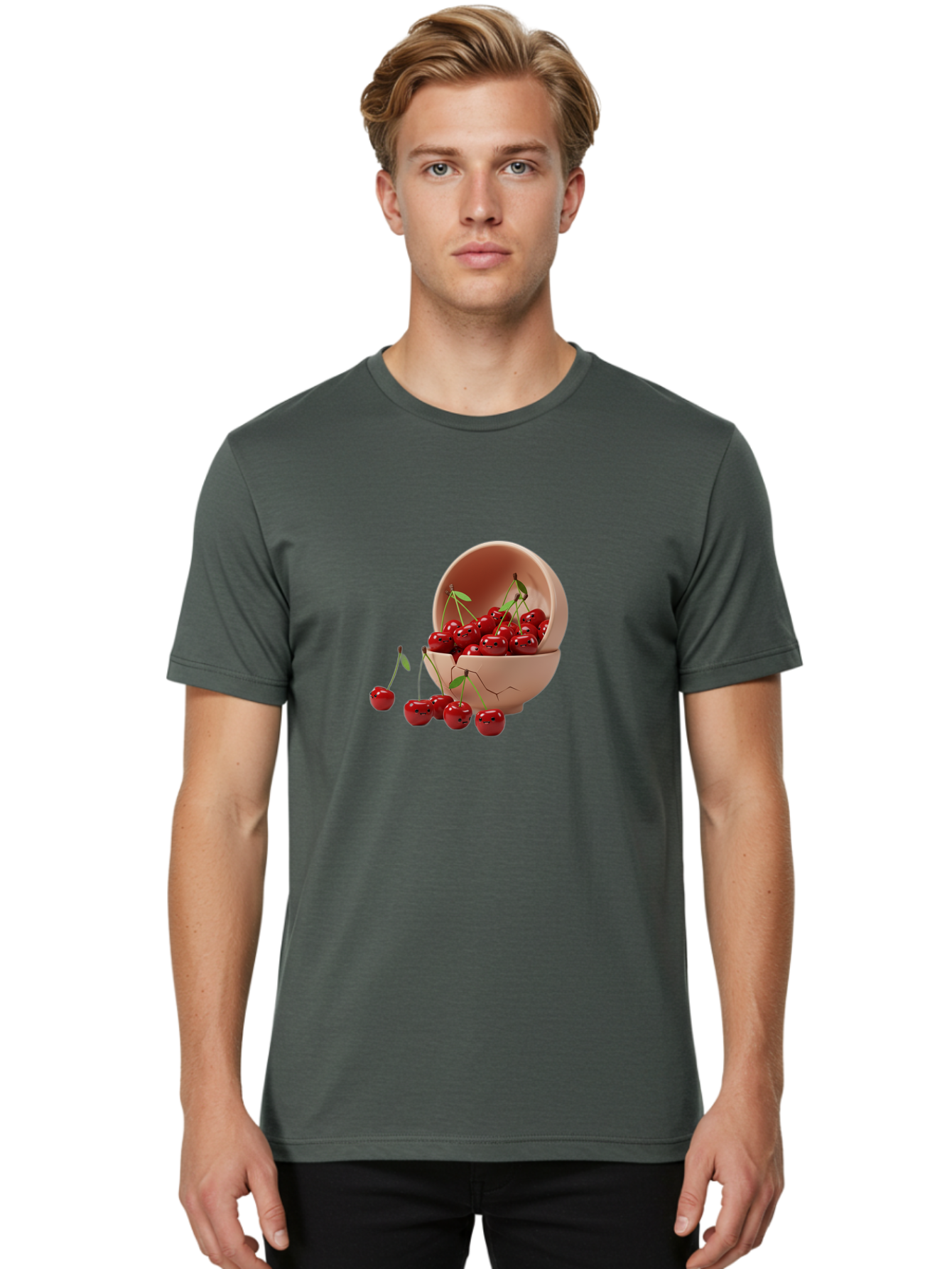Cherries-In-A-Broken-Bowl Men'S Graphic Tee, 100% Cotton, Comfortable Casual Summer Wear, Machine Washable, Vintage Camera, Old Camera, Antique Camera, Black Camera, Classic Photography, Photography Equipment, Nostalgic Device, Film Camera, Bai667