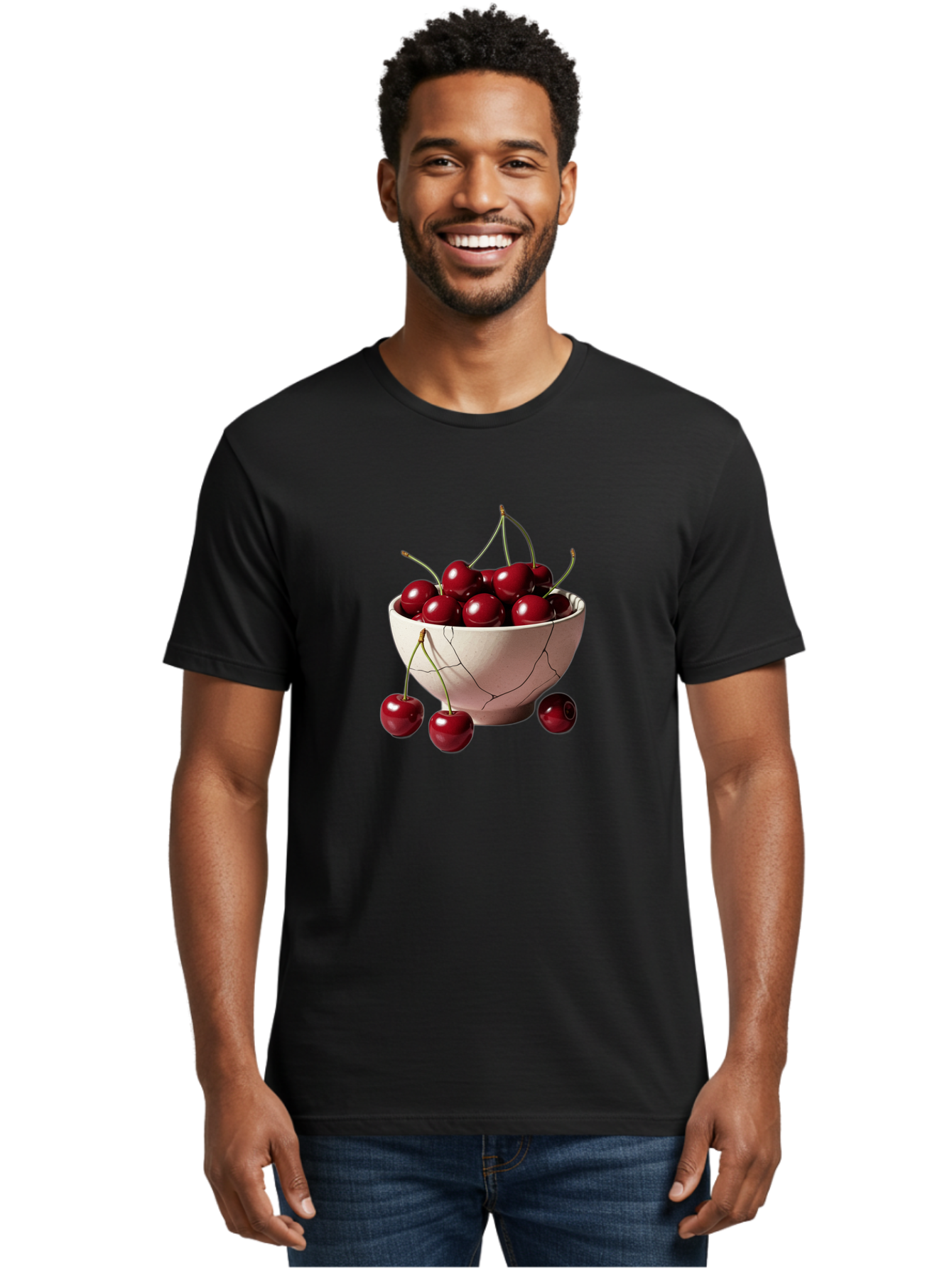 Cherries-In-A-Broken-White-Bowl Men'S Graphic Tee, 100% Cotton, Comfortable Casual Summer Wear, Machine Washable, Vintage Camera, Old Camera, Antique Camera, Black Camera, Classic Photography, Photography Equipment, Nostalgic Device, Bai668