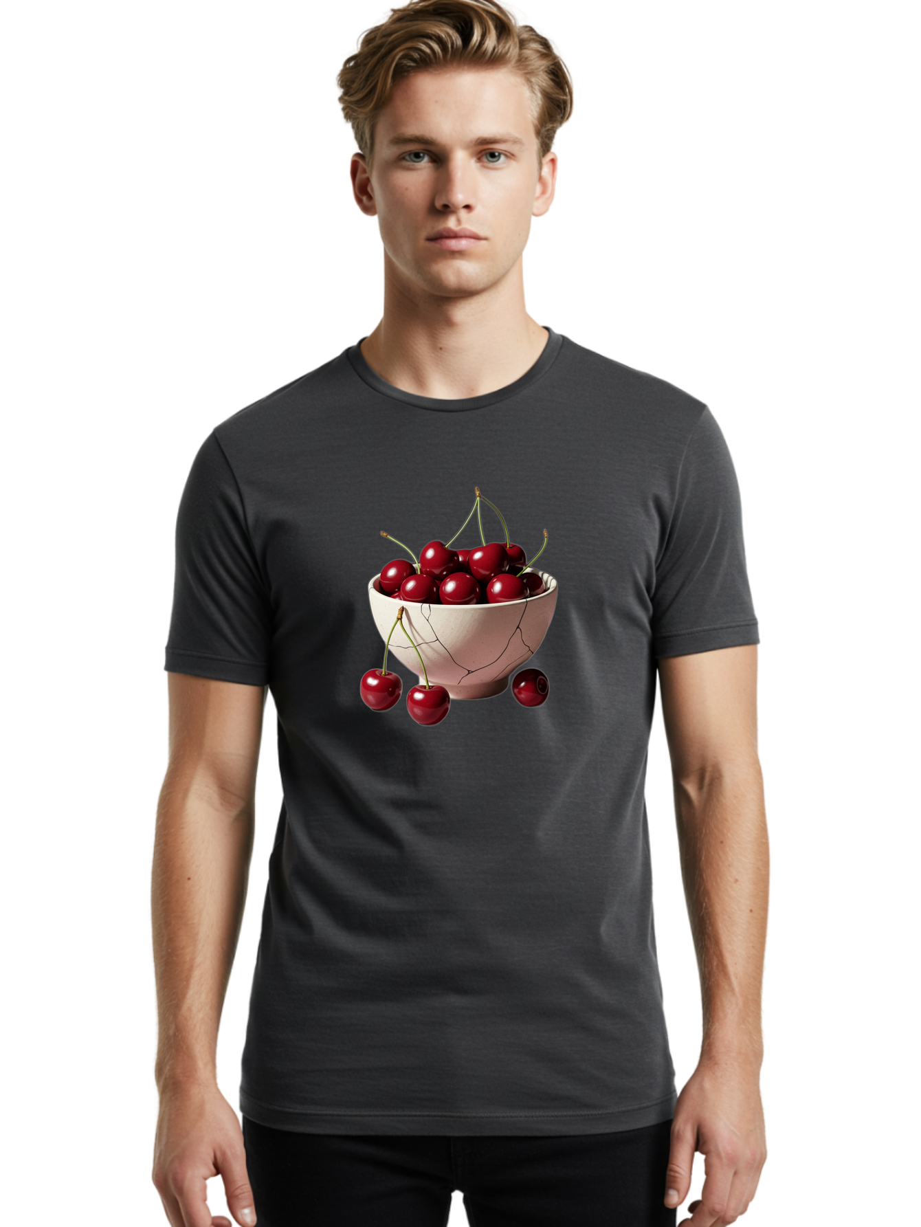 Cherries-In-A-Broken-White-Bowl Men'S Graphic Tee, 100% Cotton, Comfortable Casual Summer Wear, Machine Washable, Vintage Camera, Old Camera, Antique Camera, Black Camera, Classic Photography, Photography Equipment, Nostalgic Device, Bai668
