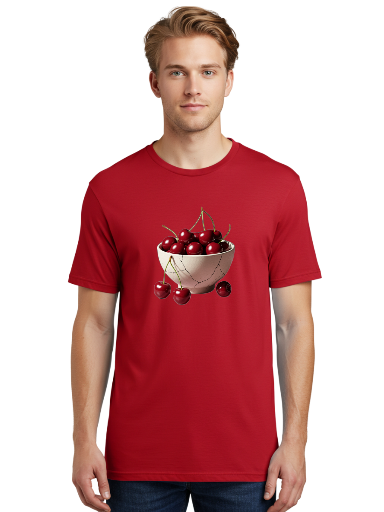 Cherries-In-A-Broken-White-Bowl Men'S Graphic Tee, 100% Cotton, Comfortable Casual Summer Wear, Machine Washable, Vintage Camera, Old Camera, Antique Camera, Black Camera, Classic Photography, Photography Equipment, Nostalgic Device, Bai668