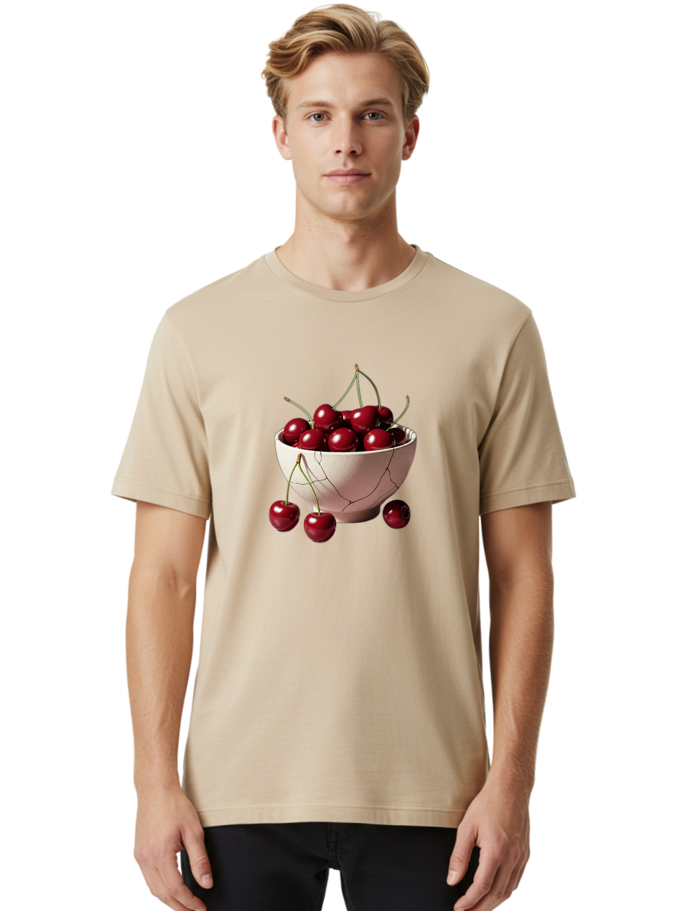 Cherries-In-A-Broken-White-Bowl Men'S Graphic Tee, 100% Cotton, Comfortable Casual Summer Wear, Machine Washable, Vintage Camera, Old Camera, Antique Camera, Black Camera, Classic Photography, Photography Equipment, Nostalgic Device, Bai668