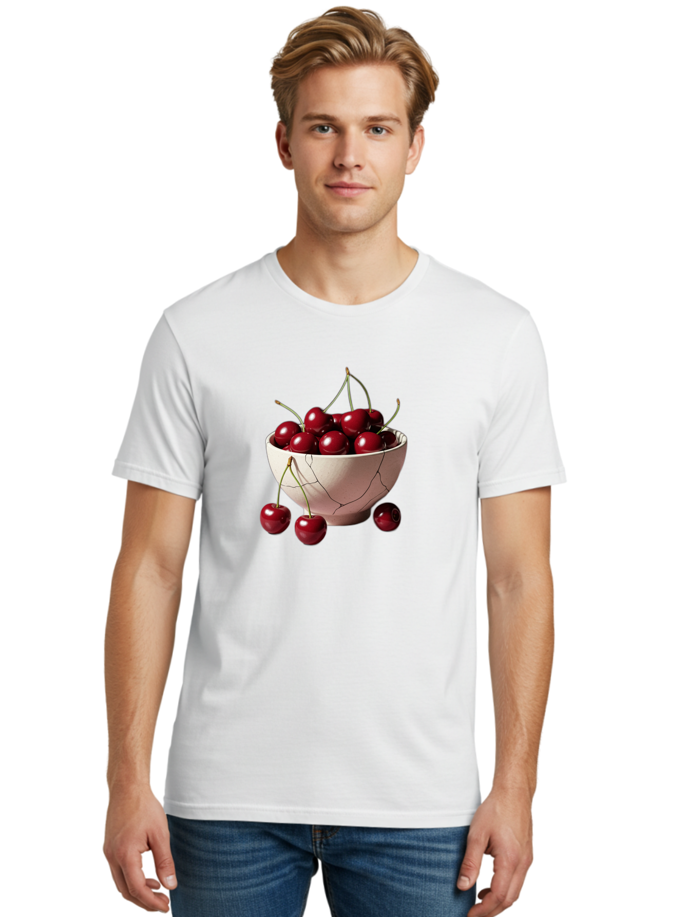 Cherries-In-A-Broken-White-Bowl Men'S Graphic Tee, 100% Cotton, Comfortable Casual Summer Wear, Machine Washable, Vintage Camera, Old Camera, Antique Camera, Black Camera, Classic Photography, Photography Equipment, Nostalgic Device, Bai668
