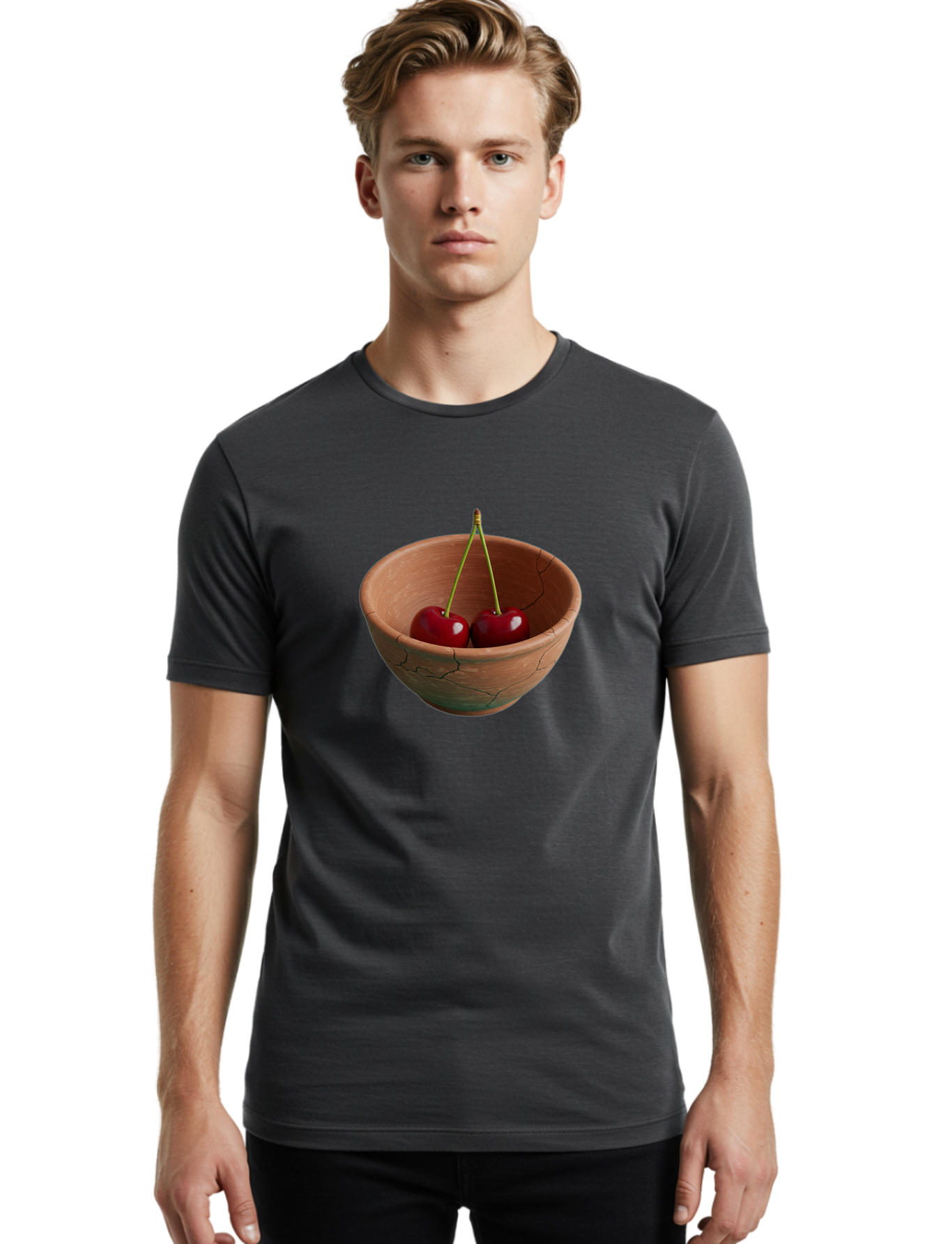 Cherries-In-A-Clay-Bowl Men'S Graphic Tee, 100% Cotton, Comfortable Casual Summer Wear, Machine Washable, Vintage Camera, Old Camera, Antique Camera, Black Camera, Classic Photography, Photography Equipment, Nostalgic Device, Film Camera, Bai669