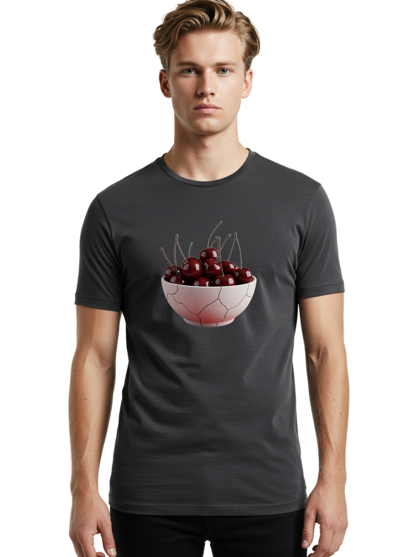 Cherries-In-A-Cracked-Bowl Men'S Graphic Tee, 100% Cotton, Comfortable Casual Summer Wear, Machine Washable, Vintage Camera, Old Camera, Antique Camera, Black Camera, Classic Photography, Photography Equipment, Nostalgic Device, Film Camera, Bai670