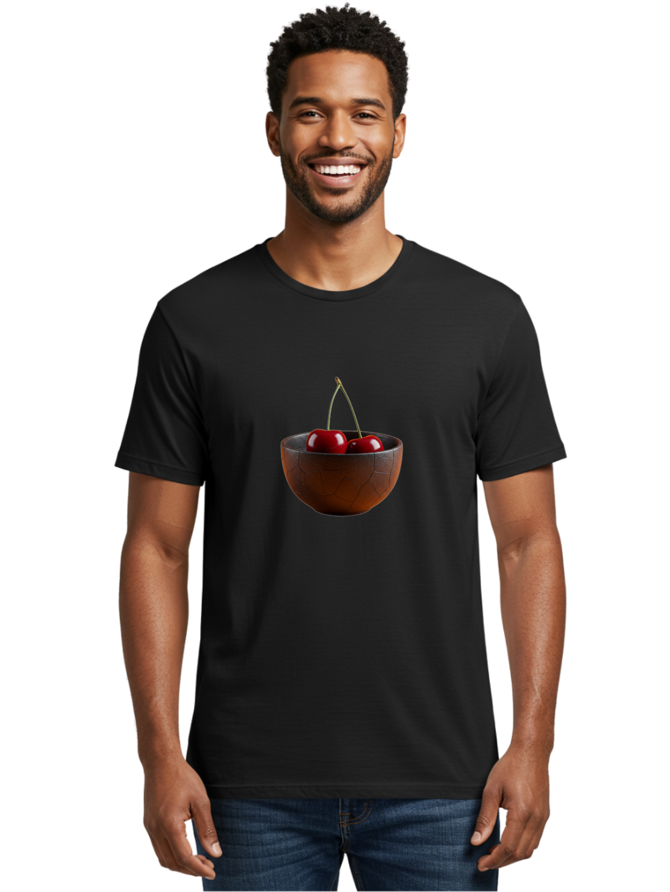 Cherries-In-Bowl-1 Men'S Graphic Tee, 100% Cotton, Comfortable Casual Summer Wear, Machine Washable, Vintage Camera, Old Camera, Antique Camera, Black Camera, Classic Photography, Photography Equipment, Nostalgic Device, Film Camera, Bai673