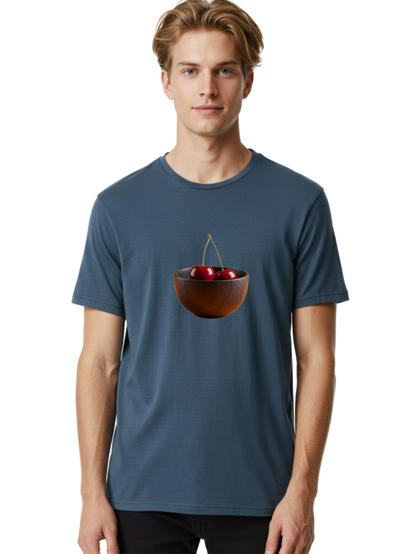 Cherries-In-Bowl-1 Men'S Graphic Tee, 100% Cotton, Comfortable Casual Summer Wear, Machine Washable, Vintage Camera, Old Camera, Antique Camera, Black Camera, Classic Photography, Photography Equipment, Nostalgic Device, Film Camera, Bai673