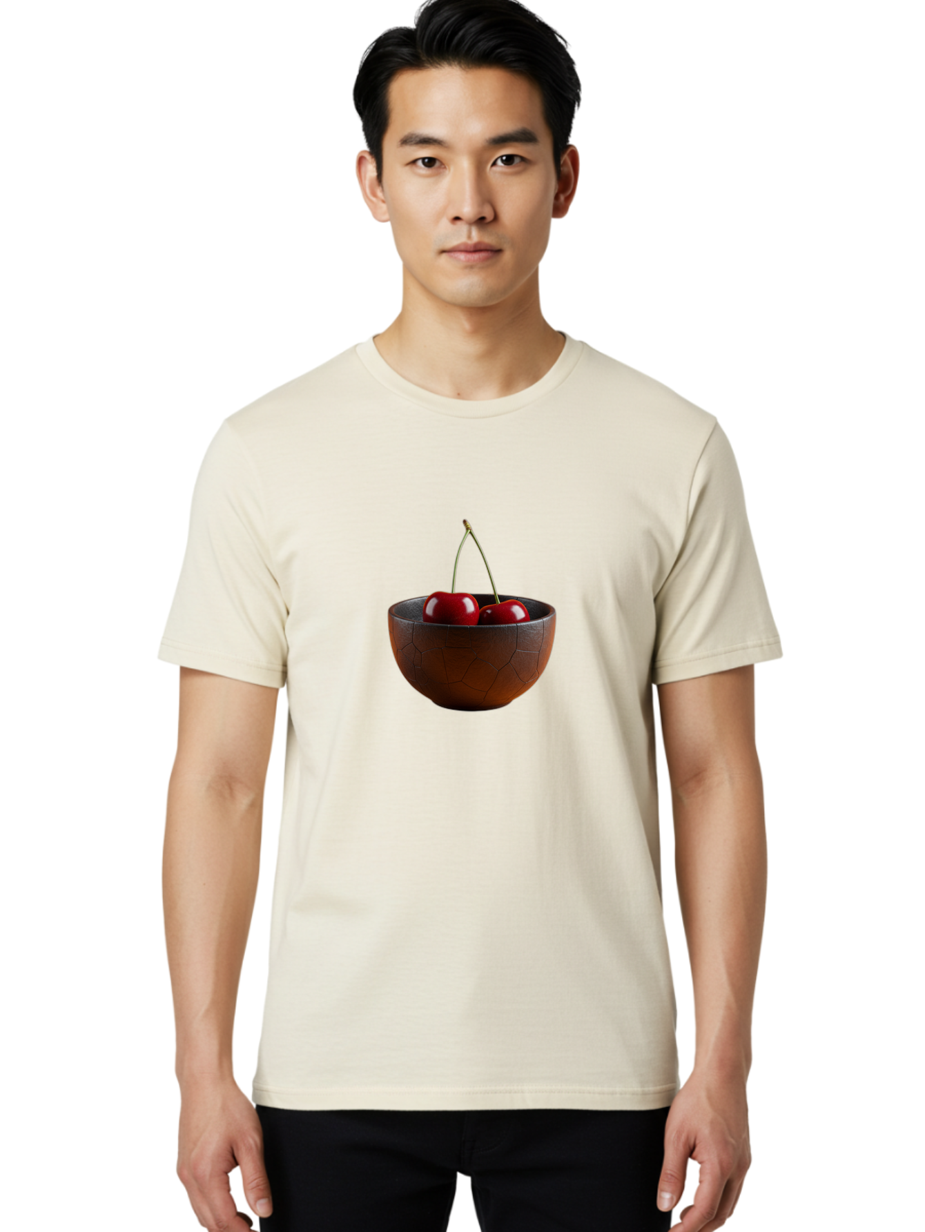 Cherries-In-Bowl-1 Men'S Graphic Tee, 100% Cotton, Comfortable Casual Summer Wear, Machine Washable, Vintage Camera, Old Camera, Antique Camera, Black Camera, Classic Photography, Photography Equipment, Nostalgic Device, Film Camera, Bai673