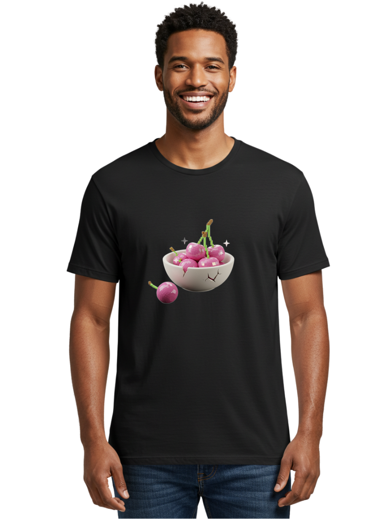 Cherries-In-Bowl-10 Men'S Graphic Tee, 100% Cotton, Comfortable Casual Summer Wear, Machine Washable, Vintage Camera, Old Camera, Antique Camera, Black Camera, Classic Photography, Photography Equipment, Nostalgic Device, Film Camera, Bai674