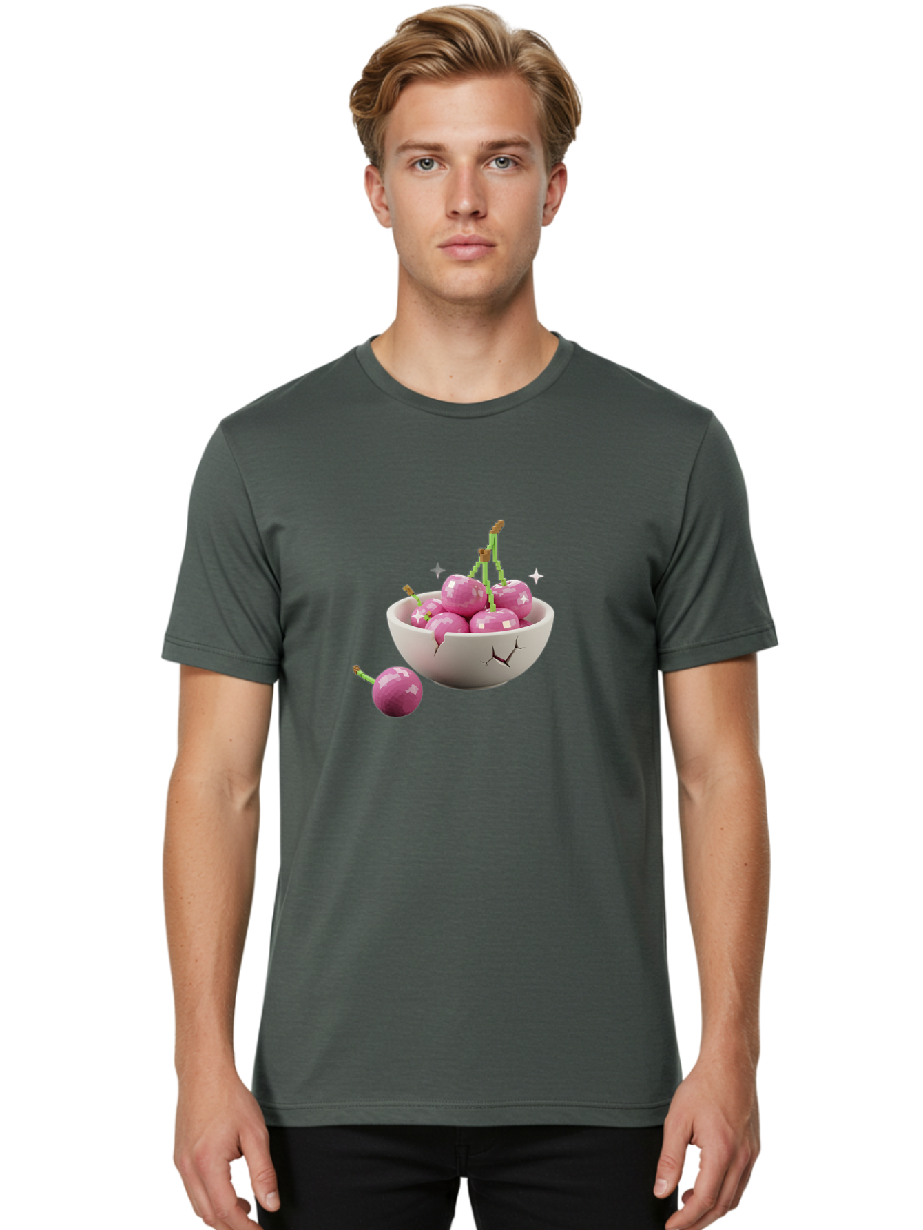 Cherries-In-Bowl-10 Men'S Graphic Tee, 100% Cotton, Comfortable Casual Summer Wear, Machine Washable, Vintage Camera, Old Camera, Antique Camera, Black Camera, Classic Photography, Photography Equipment, Nostalgic Device, Film Camera, Bai674