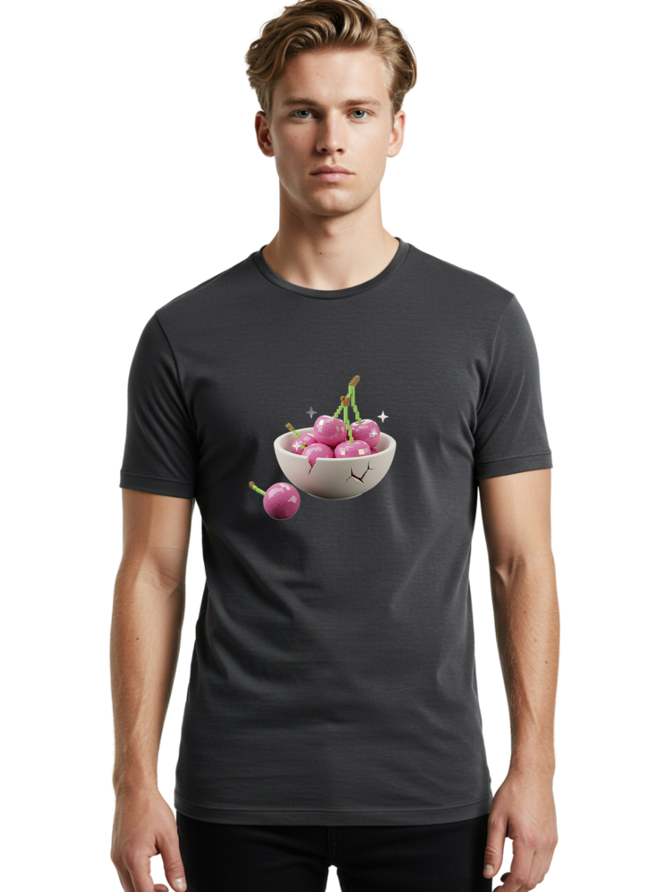 Cherries-In-Bowl-10 Men'S Graphic Tee, 100% Cotton, Comfortable Casual Summer Wear, Machine Washable, Vintage Camera, Old Camera, Antique Camera, Black Camera, Classic Photography, Photography Equipment, Nostalgic Device, Film Camera, Bai674