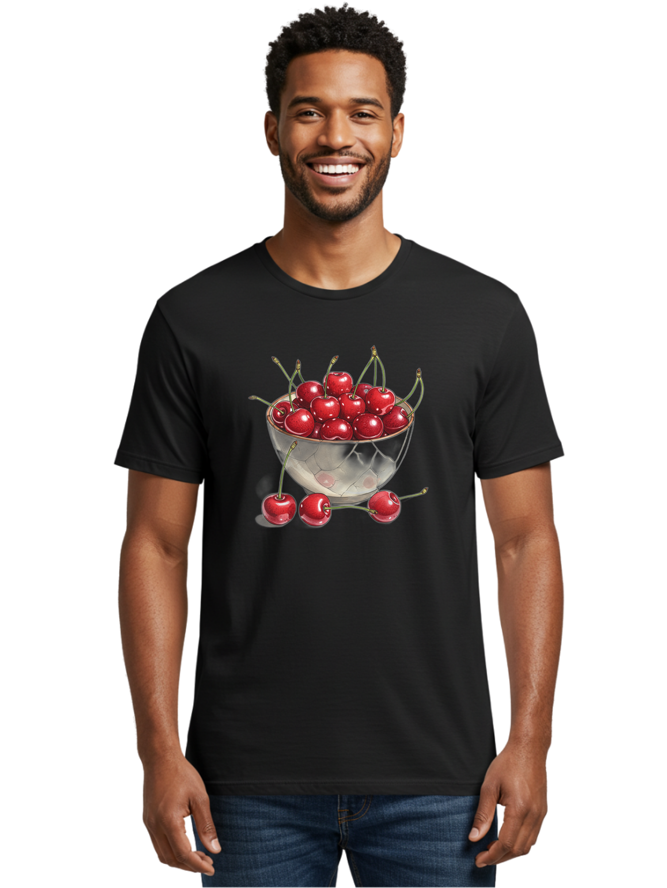 Cherries-In-Bowl-11 Men'S Graphic Tee, 100% Cotton, Comfortable Casual Summer Wear, Machine Washable, Vintage Camera, Old Camera, Antique Camera, Black Camera, Classic Photography, Photography Equipment, Nostalgic Device, Film Camera, Bai675