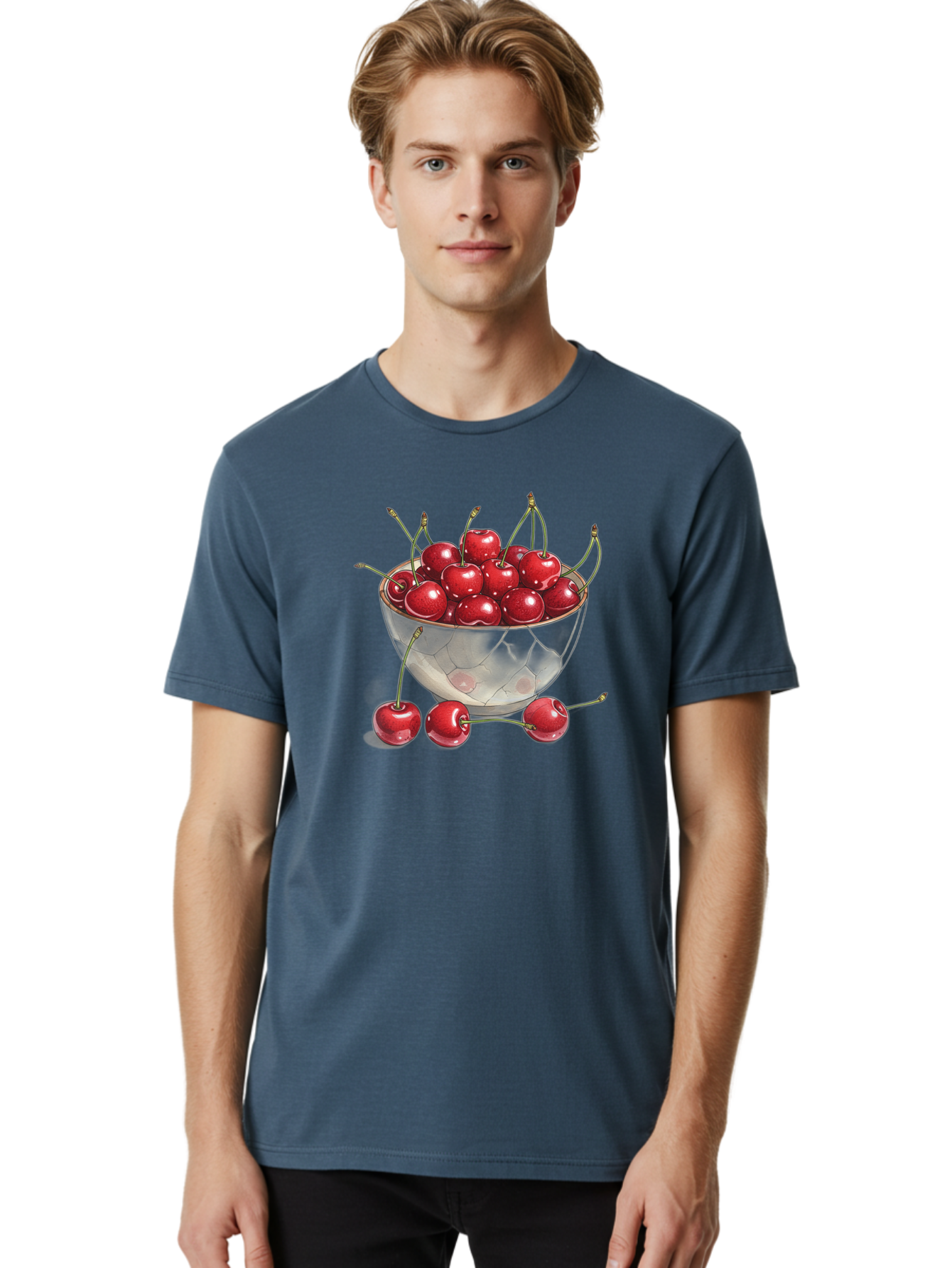 Cherries-In-Bowl-11 Men'S Graphic Tee, 100% Cotton, Comfortable Casual Summer Wear, Machine Washable, Vintage Camera, Old Camera, Antique Camera, Black Camera, Classic Photography, Photography Equipment, Nostalgic Device, Film Camera, Bai675