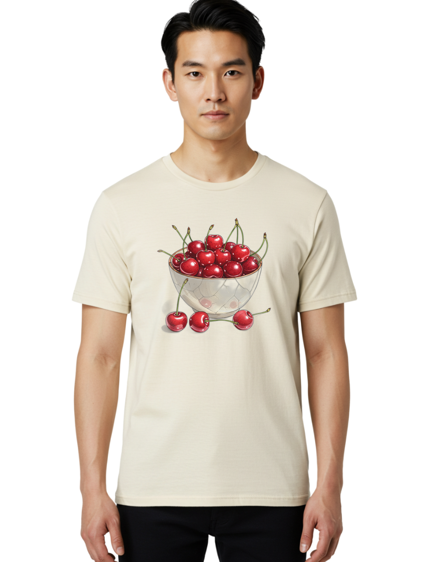 Cherries-In-Bowl-11 Men'S Graphic Tee, 100% Cotton, Comfortable Casual Summer Wear, Machine Washable, Vintage Camera, Old Camera, Antique Camera, Black Camera, Classic Photography, Photography Equipment, Nostalgic Device, Film Camera, Bai675