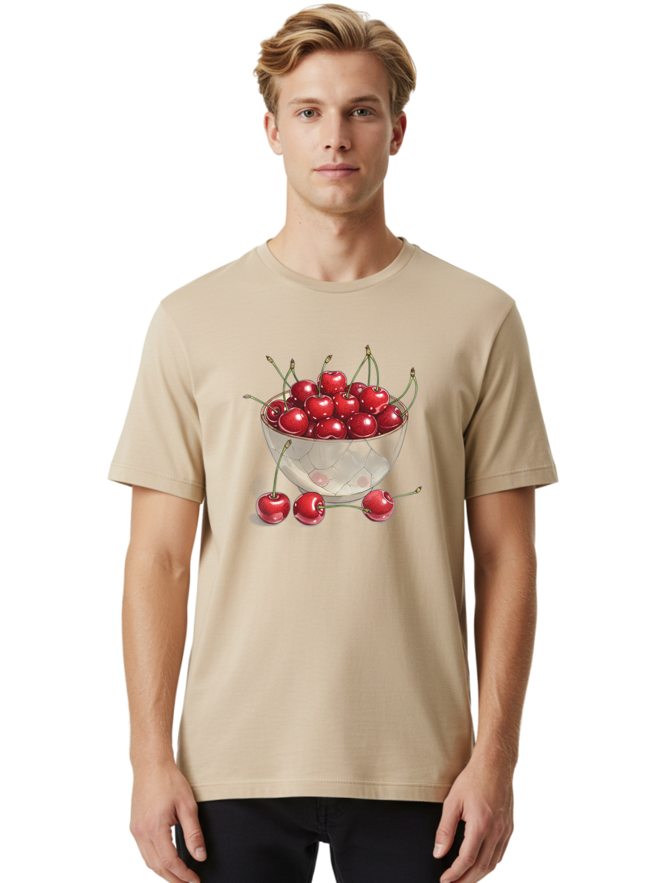 Cherries-In-Bowl-11 Men'S Graphic Tee, 100% Cotton, Comfortable Casual Summer Wear, Machine Washable, Vintage Camera, Old Camera, Antique Camera, Black Camera, Classic Photography, Photography Equipment, Nostalgic Device, Film Camera, Bai675