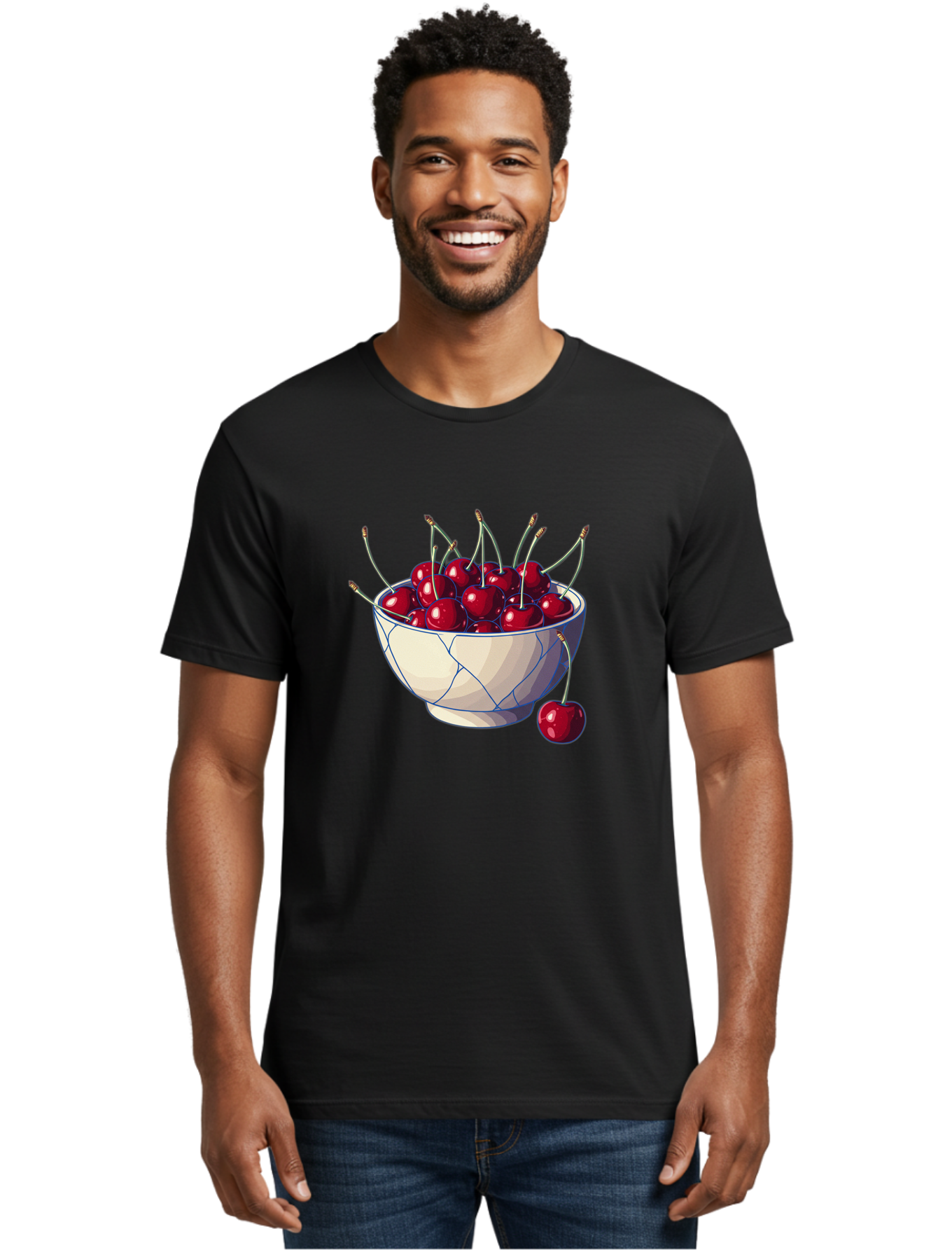 Cherries-In-Bowl-12 Men'S Graphic Tee, 100% Cotton, Comfortable Casual Summer Wear, Machine Washable, Vintage Camera, Old Camera, Antique Camera, Black Camera, Classic Photography, Photography Equipment, Nostalgic Device, Film Camera, Bai676