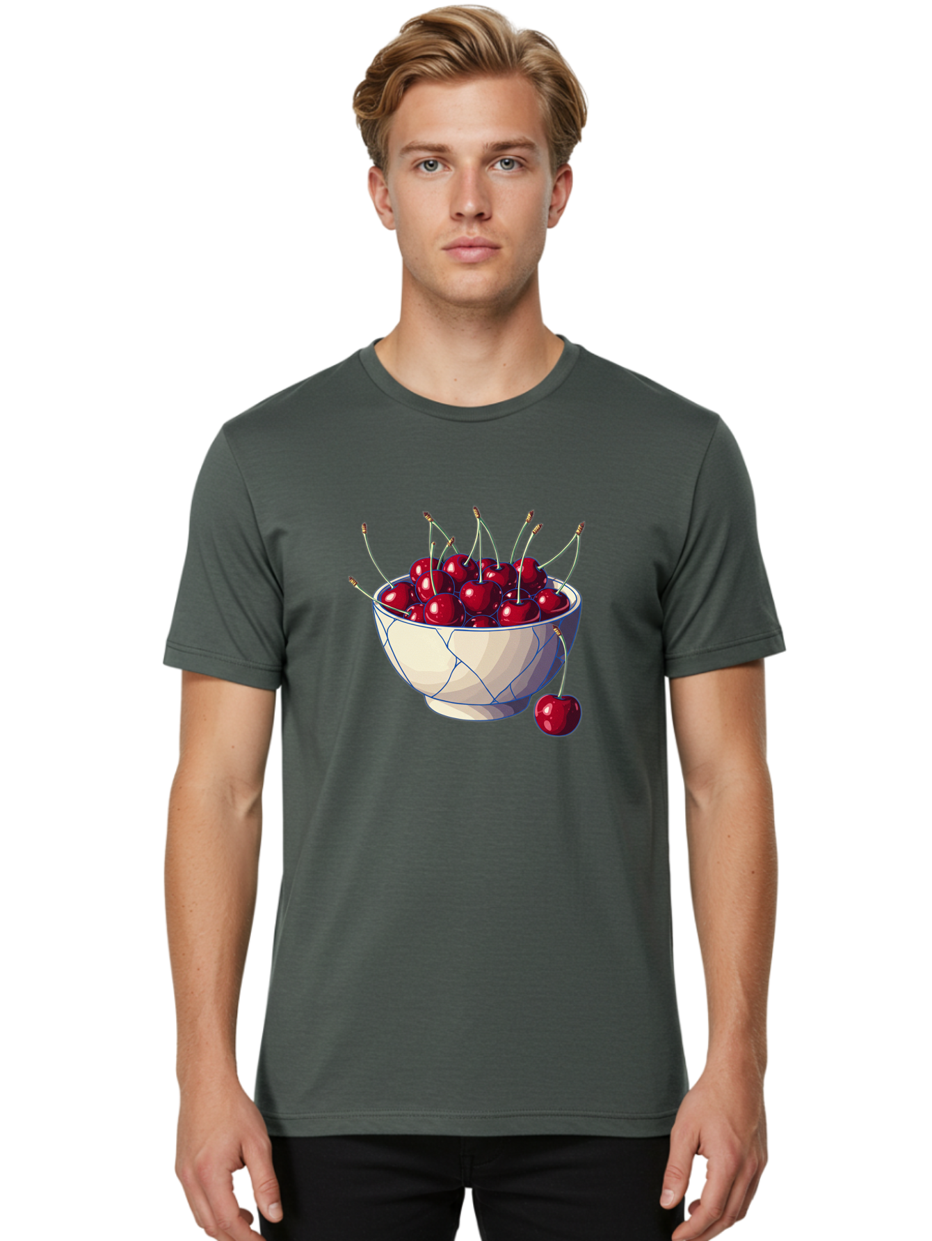 Cherries-In-Bowl-12 Men'S Graphic Tee, 100% Cotton, Comfortable Casual Summer Wear, Machine Washable, Vintage Camera, Old Camera, Antique Camera, Black Camera, Classic Photography, Photography Equipment, Nostalgic Device, Film Camera, Bai676