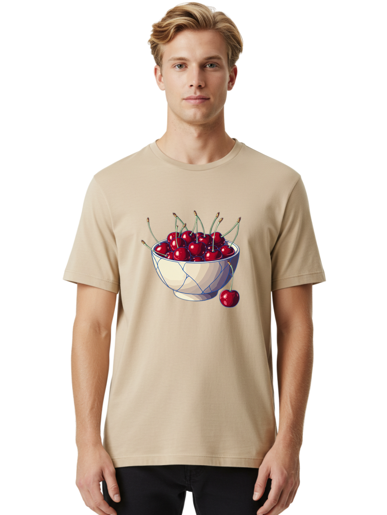 Cherries-In-Bowl-12 Men'S Graphic Tee, 100% Cotton, Comfortable Casual Summer Wear, Machine Washable, Vintage Camera, Old Camera, Antique Camera, Black Camera, Classic Photography, Photography Equipment, Nostalgic Device, Film Camera, Bai676