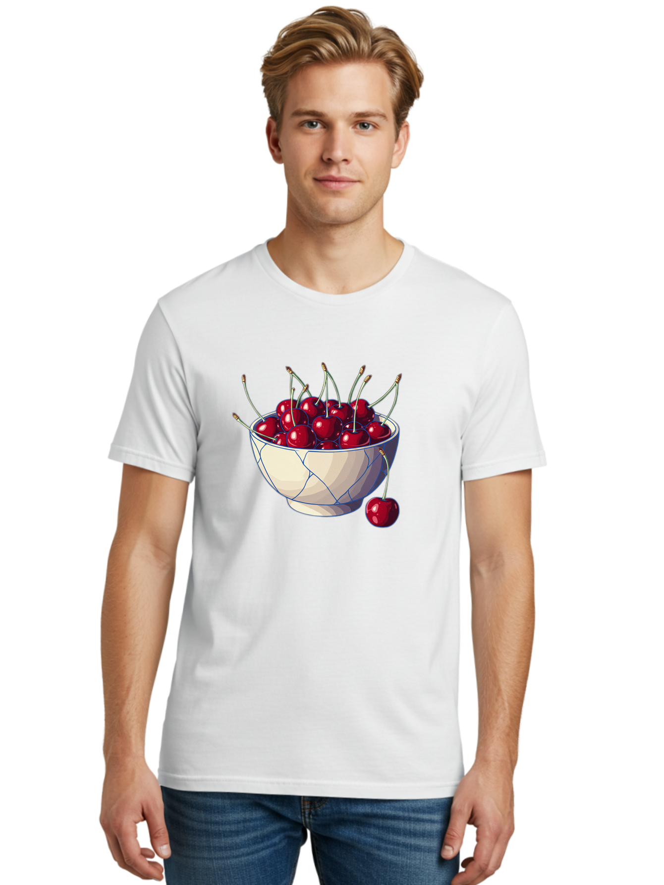 Cherries-In-Bowl-12 Men'S Graphic Tee, 100% Cotton, Comfortable Casual Summer Wear, Machine Washable, Vintage Camera, Old Camera, Antique Camera, Black Camera, Classic Photography, Photography Equipment, Nostalgic Device, Film Camera, Bai676