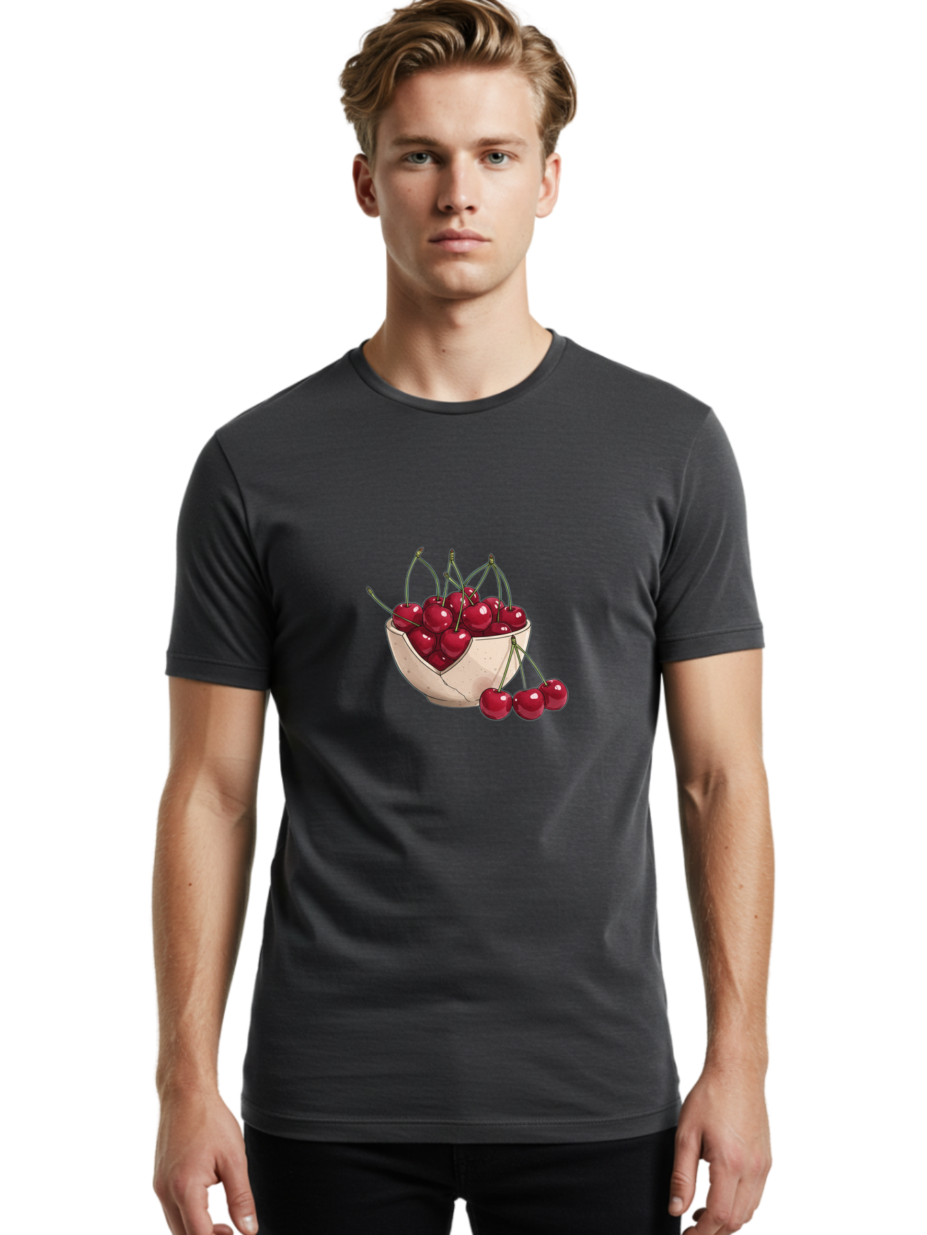 Cherries-In-Bowl-13 Men'S Graphic Tee, 100% Cotton, Comfortable Casual Summer Wear, Machine Washable, Vintage Camera, Old Camera, Antique Camera, Black Camera, Classic Photography, Photography Equipment, Nostalgic Device, Film Camera, Bai677