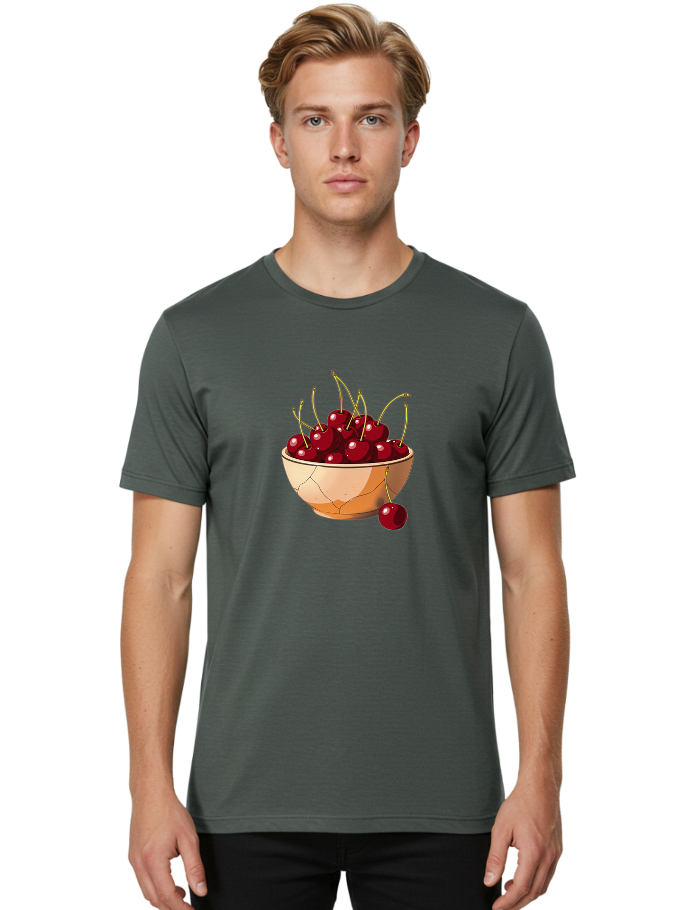 Cherries-In-Bowl-14 Men'S Graphic Tee, 100% Cotton, Comfortable Casual Summer Wear, Machine Washable, Vintage Camera, Old Camera, Antique Camera, Black Camera, Classic Photography, Photography Equipment, Nostalgic Device, Film Camera, Bai678