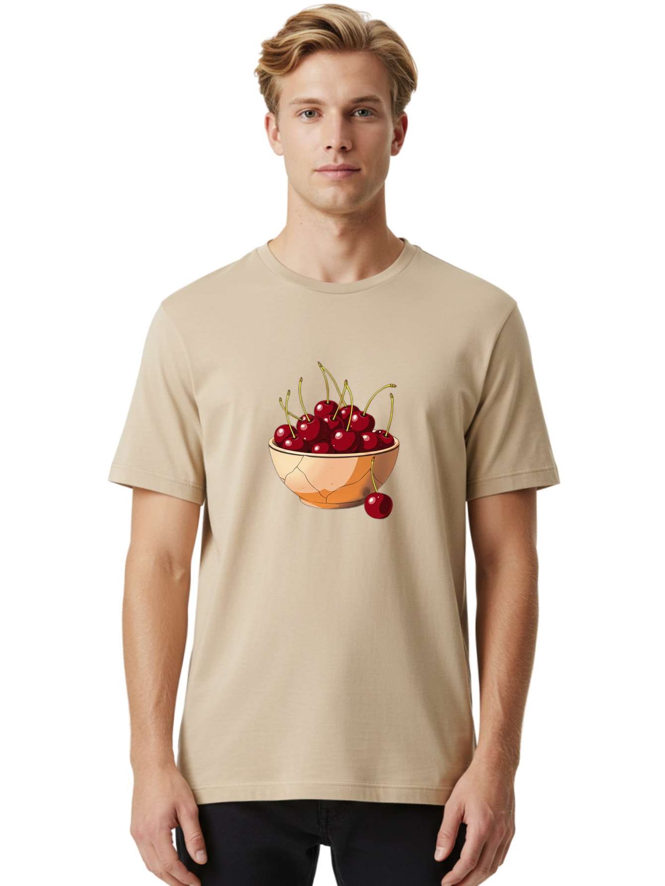 Cherries-In-Bowl-14 Men'S Graphic Tee, 100% Cotton, Comfortable Casual Summer Wear, Machine Washable, Vintage Camera, Old Camera, Antique Camera, Black Camera, Classic Photography, Photography Equipment, Nostalgic Device, Film Camera, Bai678
