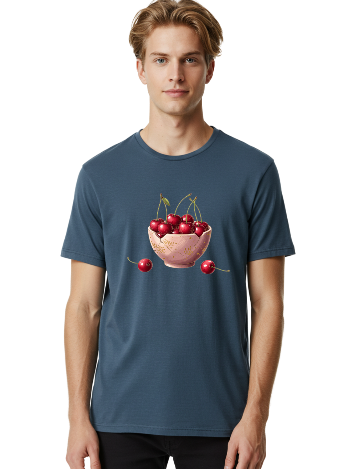 Cherries-In-Bowl-16 Men'S Graphic Tee, 100% Cotton, Comfortable Casual Summer Wear, Machine Washable, Vintage Camera, Old Camera, Antique Camera, Black Camera, Classic Photography, Photography Equipment, Nostalgic Device, Film Camera, Bai680