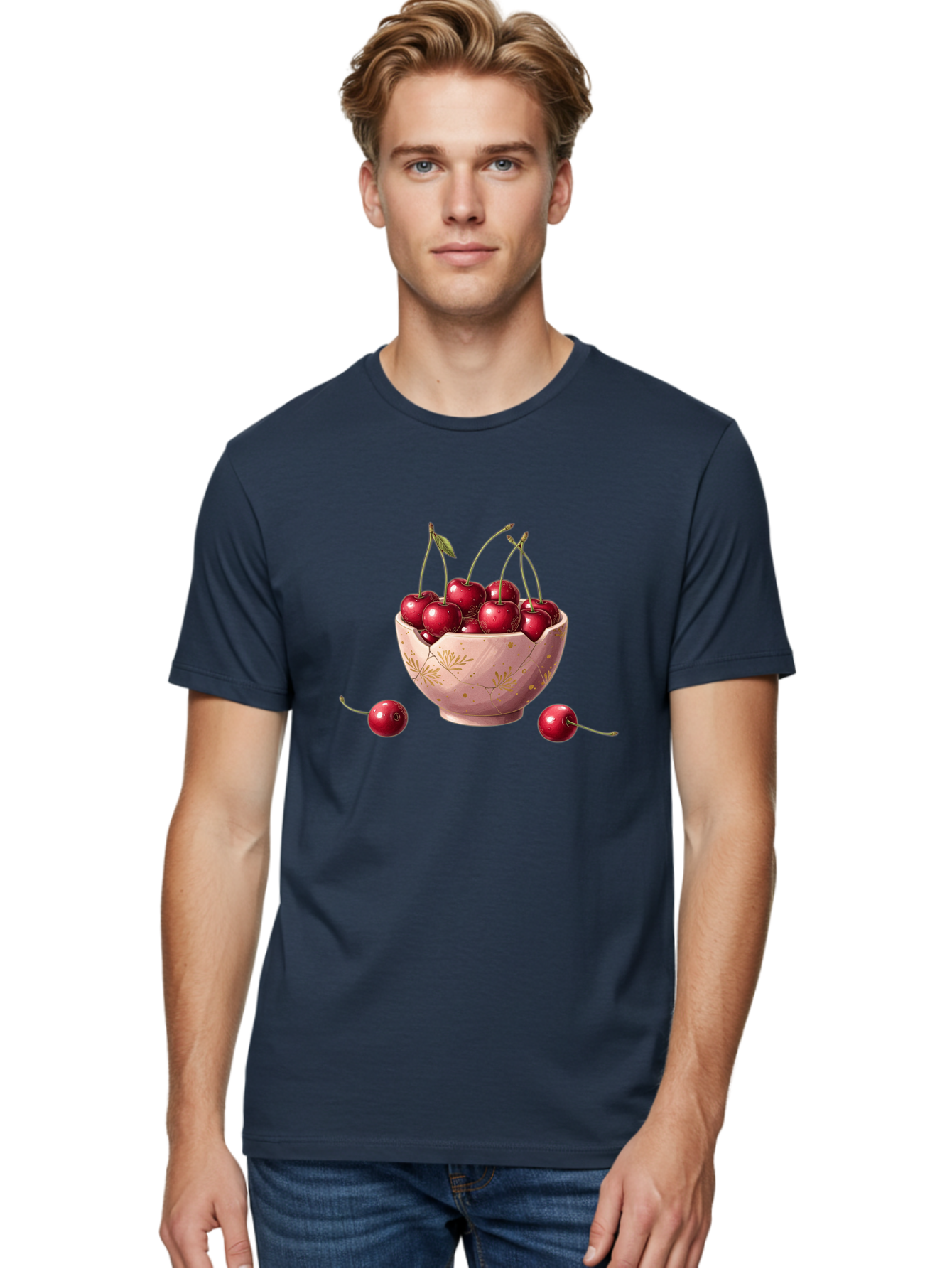 Cherries-In-Bowl-16 Men'S Graphic Tee, 100% Cotton, Comfortable Casual Summer Wear, Machine Washable, Vintage Camera, Old Camera, Antique Camera, Black Camera, Classic Photography, Photography Equipment, Nostalgic Device, Film Camera, Bai680