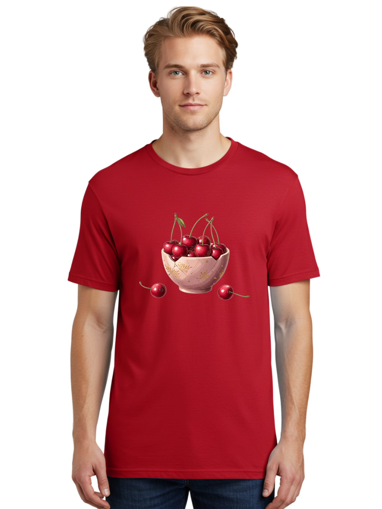 Cherries-In-Bowl-16 Men'S Graphic Tee, 100% Cotton, Comfortable Casual Summer Wear, Machine Washable, Vintage Camera, Old Camera, Antique Camera, Black Camera, Classic Photography, Photography Equipment, Nostalgic Device, Film Camera, Bai680