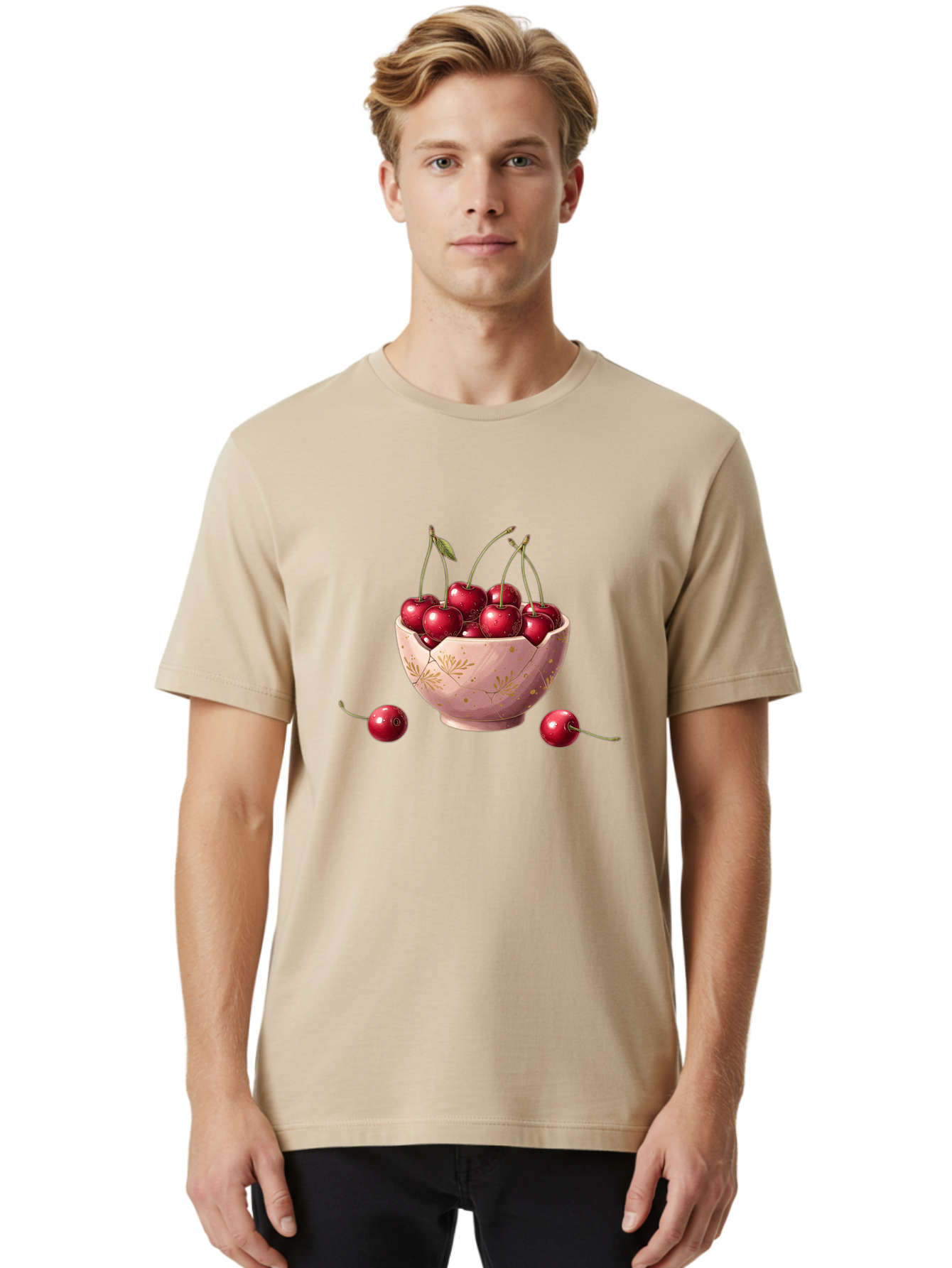 Cherries-In-Bowl-16 Men'S Graphic Tee, 100% Cotton, Comfortable Casual Summer Wear, Machine Washable, Vintage Camera, Old Camera, Antique Camera, Black Camera, Classic Photography, Photography Equipment, Nostalgic Device, Film Camera, Bai680